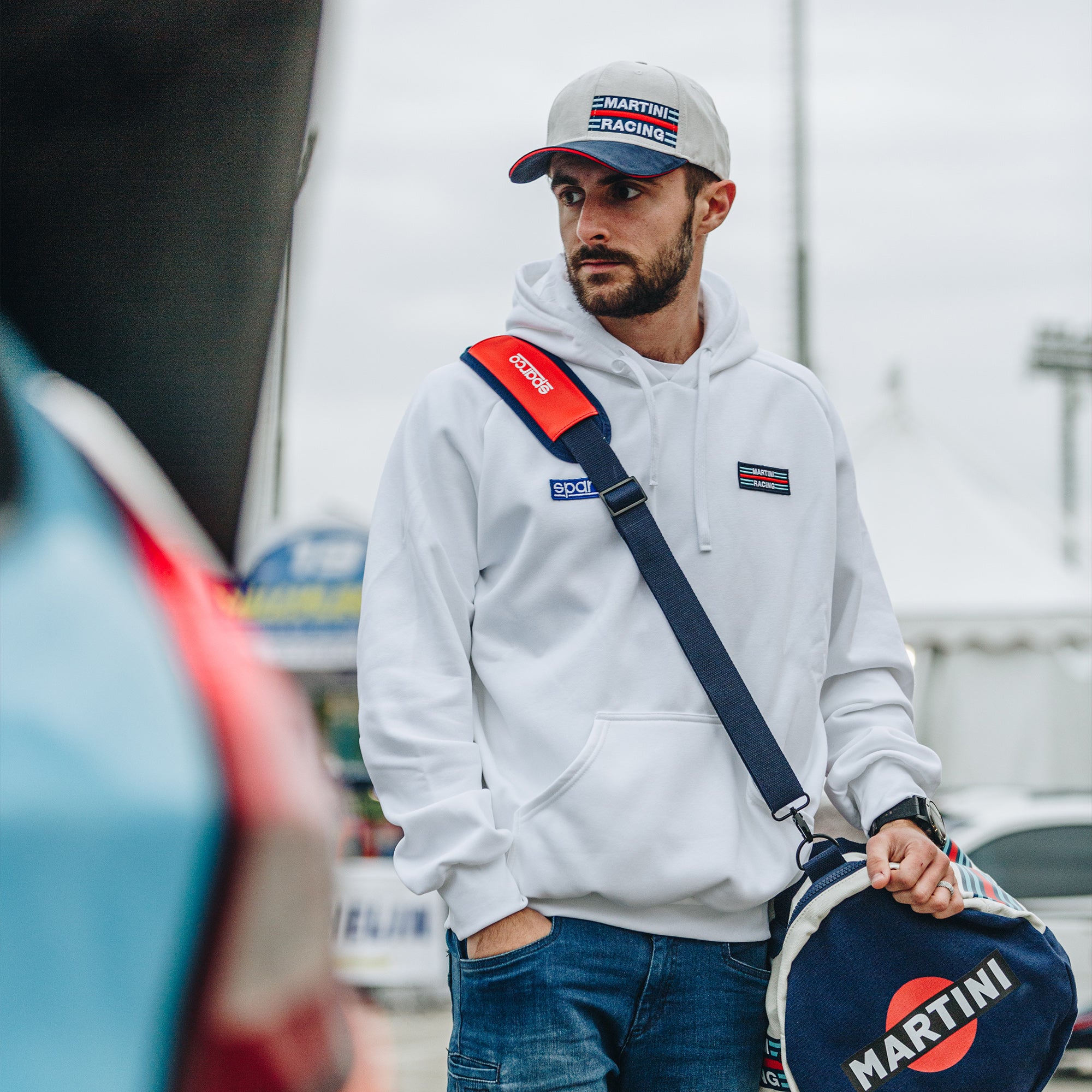 Sparco Hoodie Big Stripes Martini-R bianco