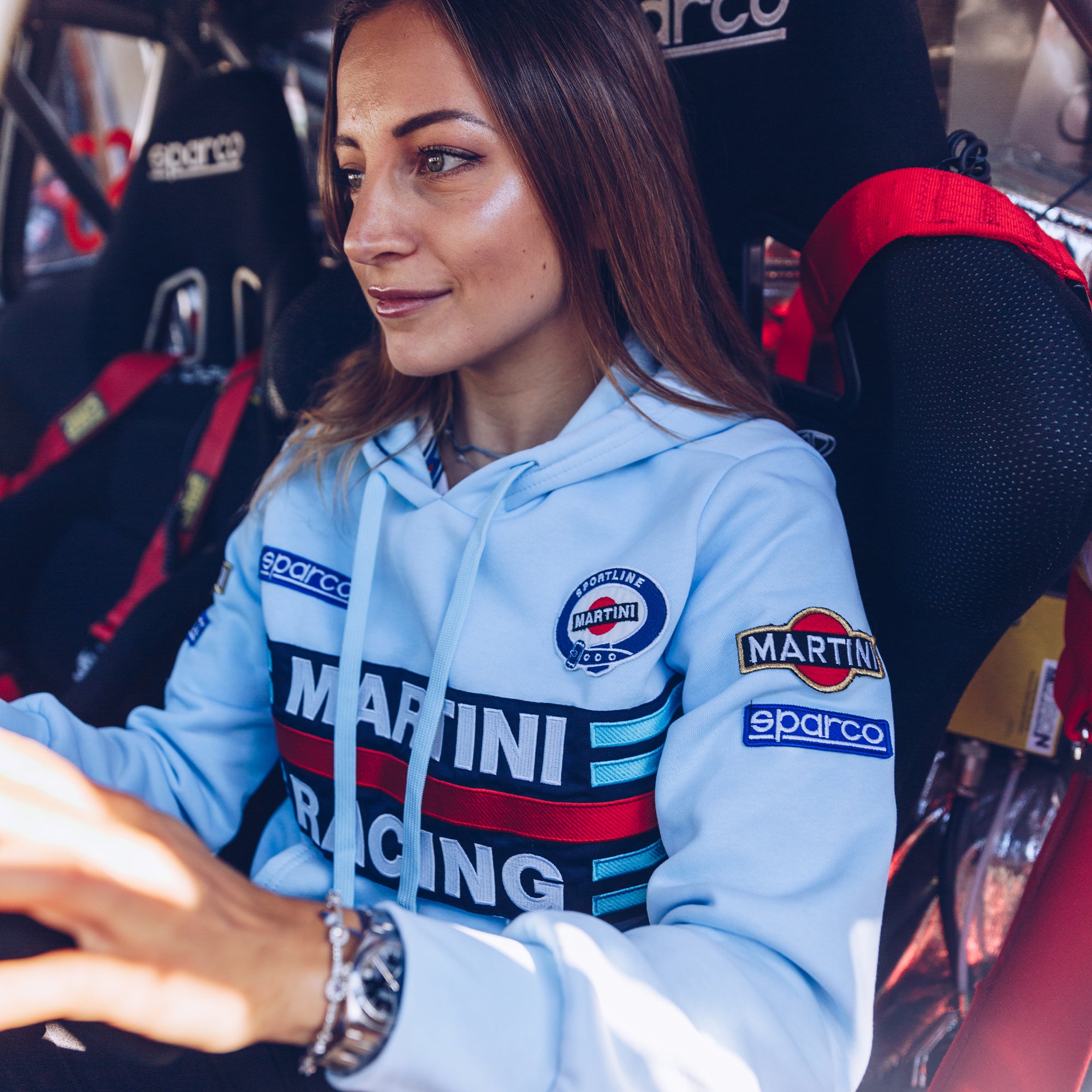 Sparco Hoodie Lady Martini-R celeste