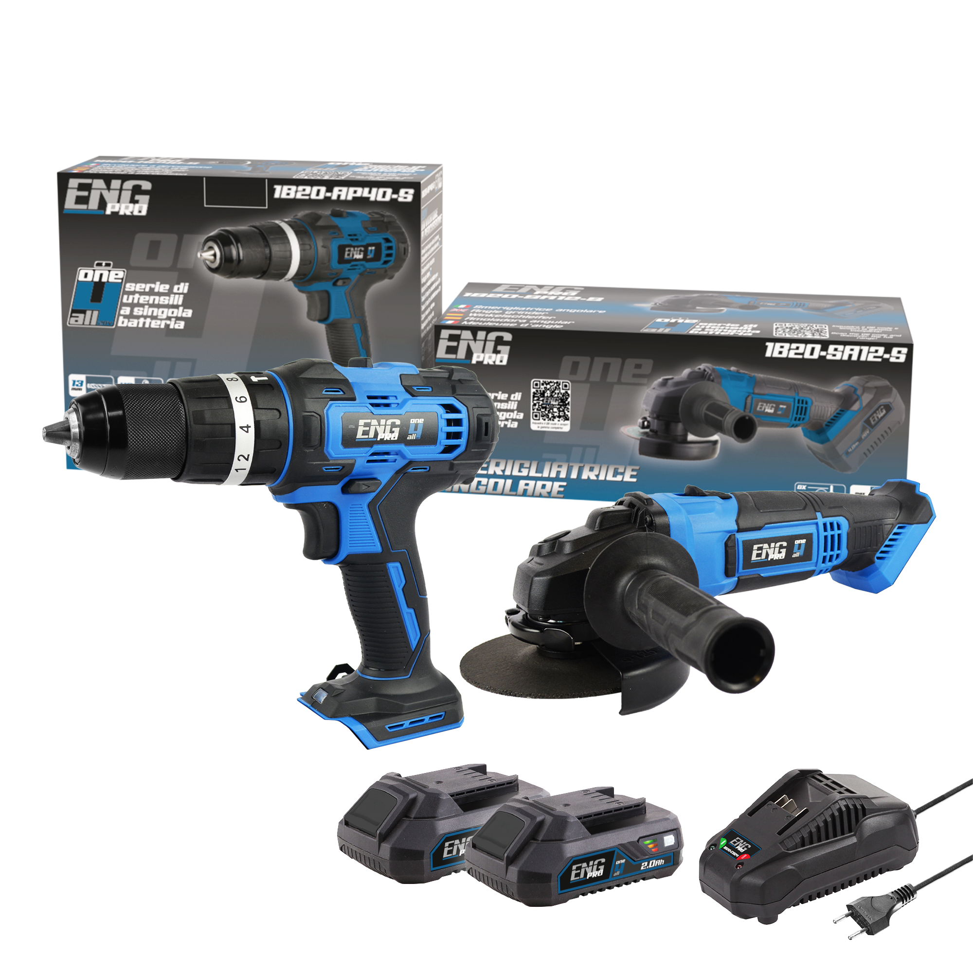 Avvitatore a percussione + Smerigliatrice angolare + Kit ONE4ALL 2.0 - ENG PRO