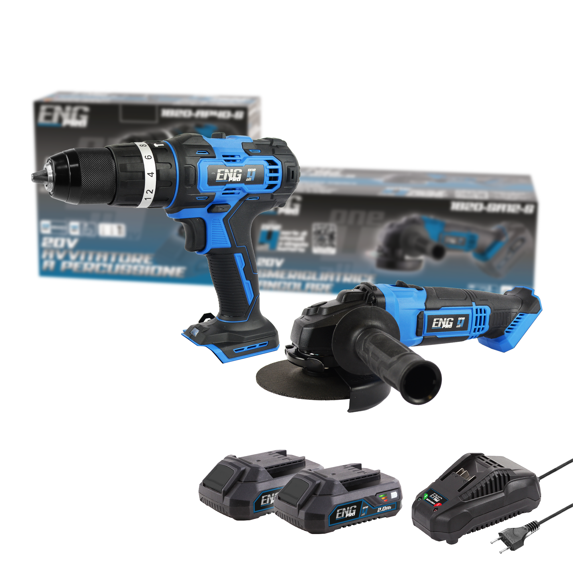 Avvitatore a percussione + Smerigliatrice angolare + Kit ONE4ALL 2.0 - ENG PRO