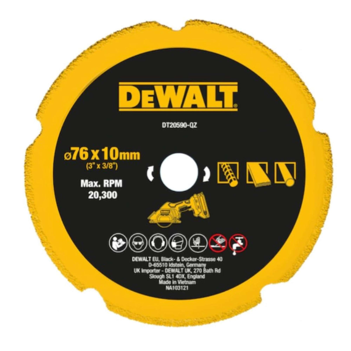 Disco da taglio diamantato multimateriale 76mm x 10mm - Dewalt DT20590-QZ