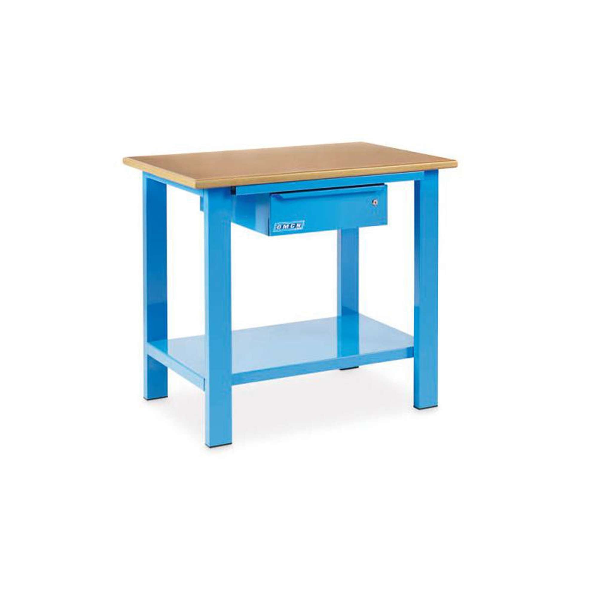 Banco da lavoro 1500x880x700mm con 1 cassetto e pianale in legno - OMCN 1001/PL