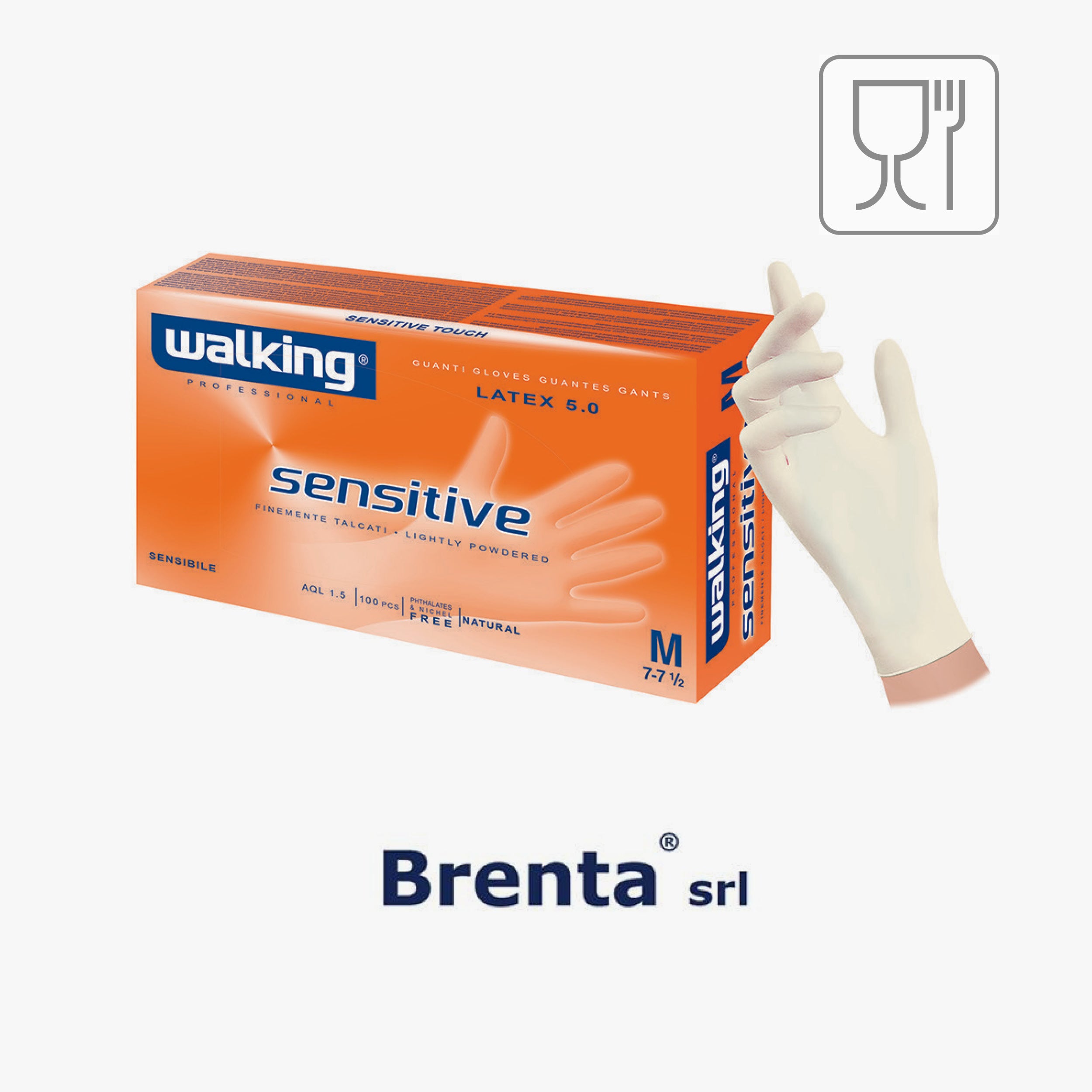 C.100 pz guanti lattice sensitive con polvere