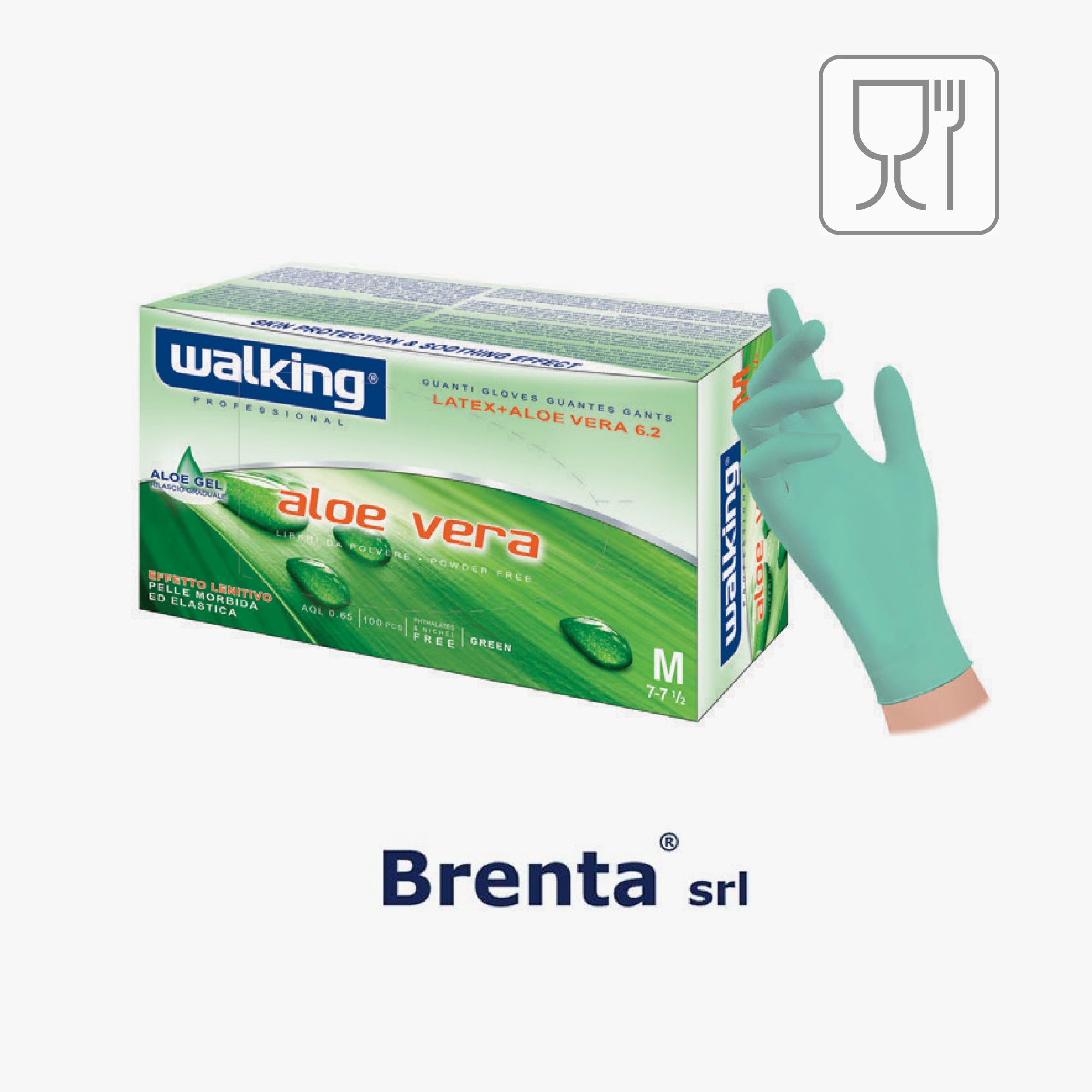 C.100 pz guanti aloe vera lattice verde