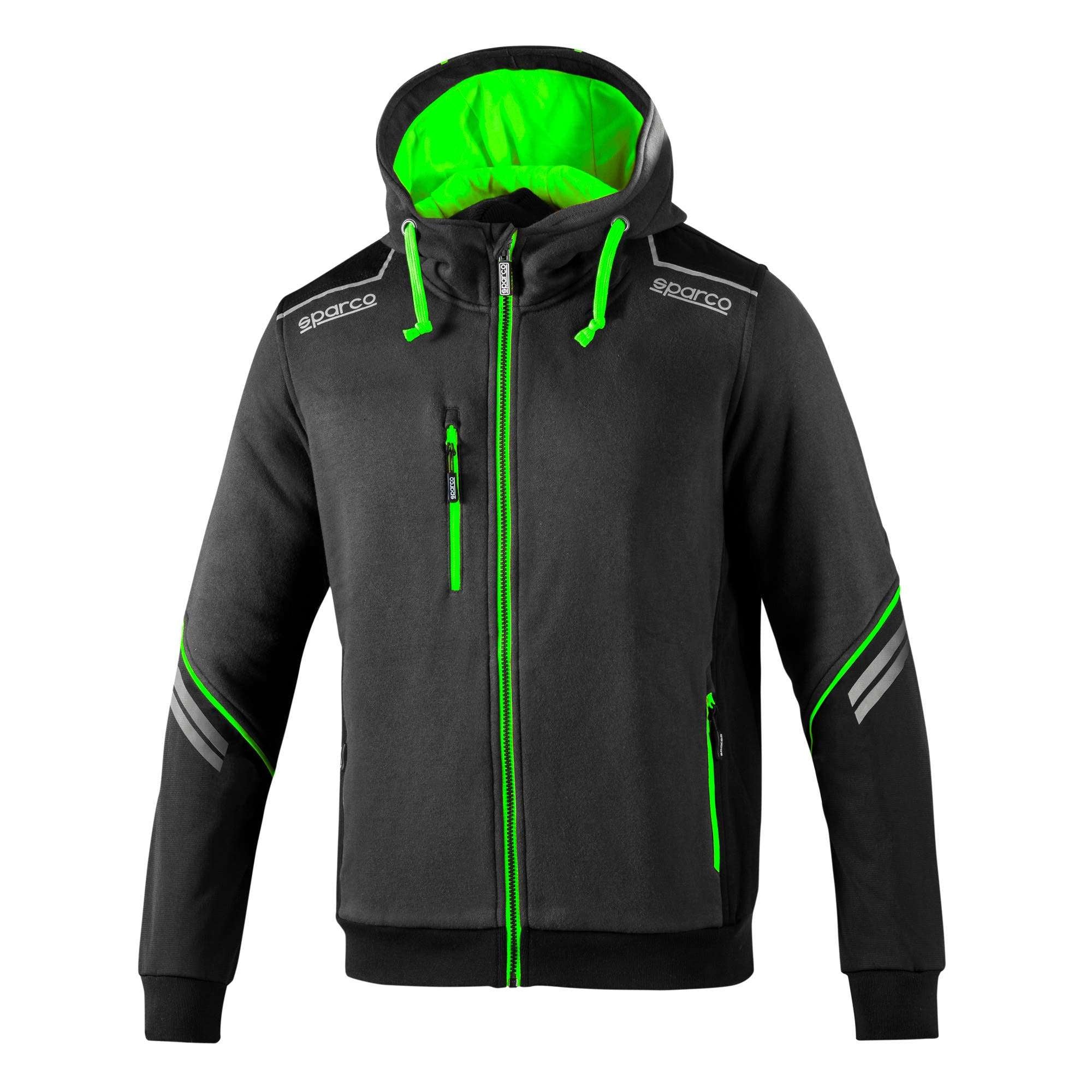 Sparco Hooded Full Zip Colorado grigio scuro/verde fluo