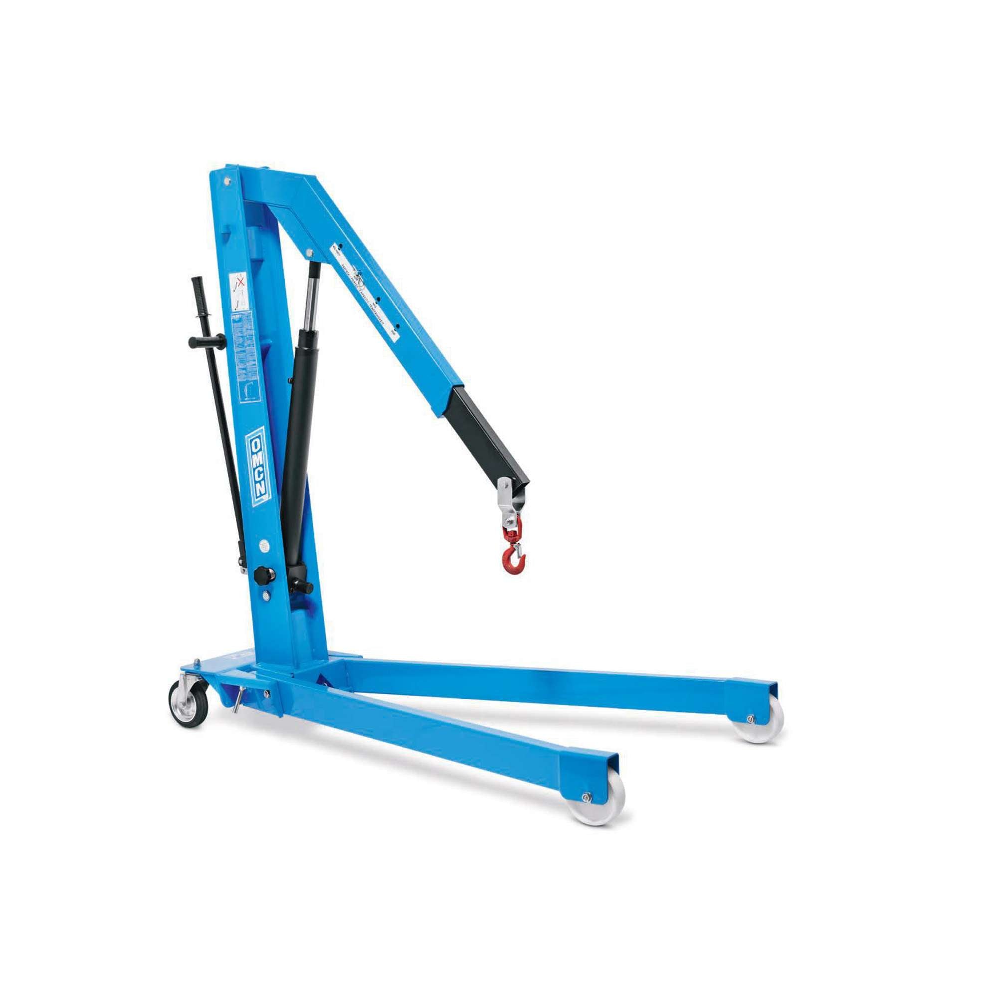 Gru idraulica a carrello portata 1200 kg con pompa a doppio effetto OMCN GP12/DE
