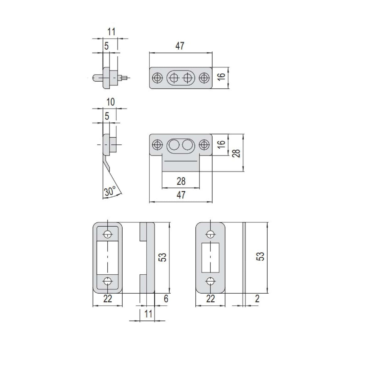 Coppia di contatti elettrici in nylon per serrature elettriche - CISA 06511.00.0
