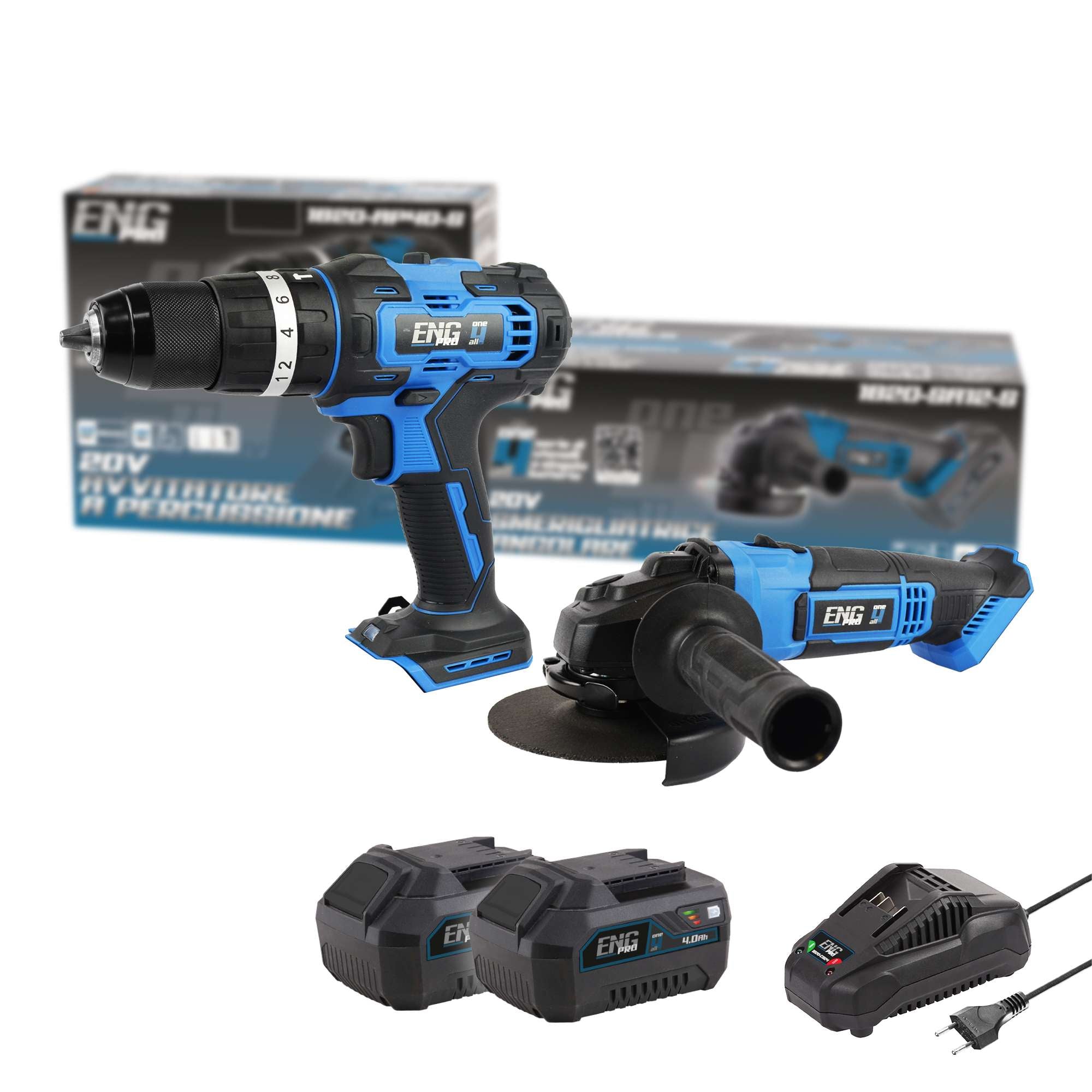 Avvitatore a percussione + Smerigliatrice angolare + Kit ONE4ALL 4.0 - ENG PRO
