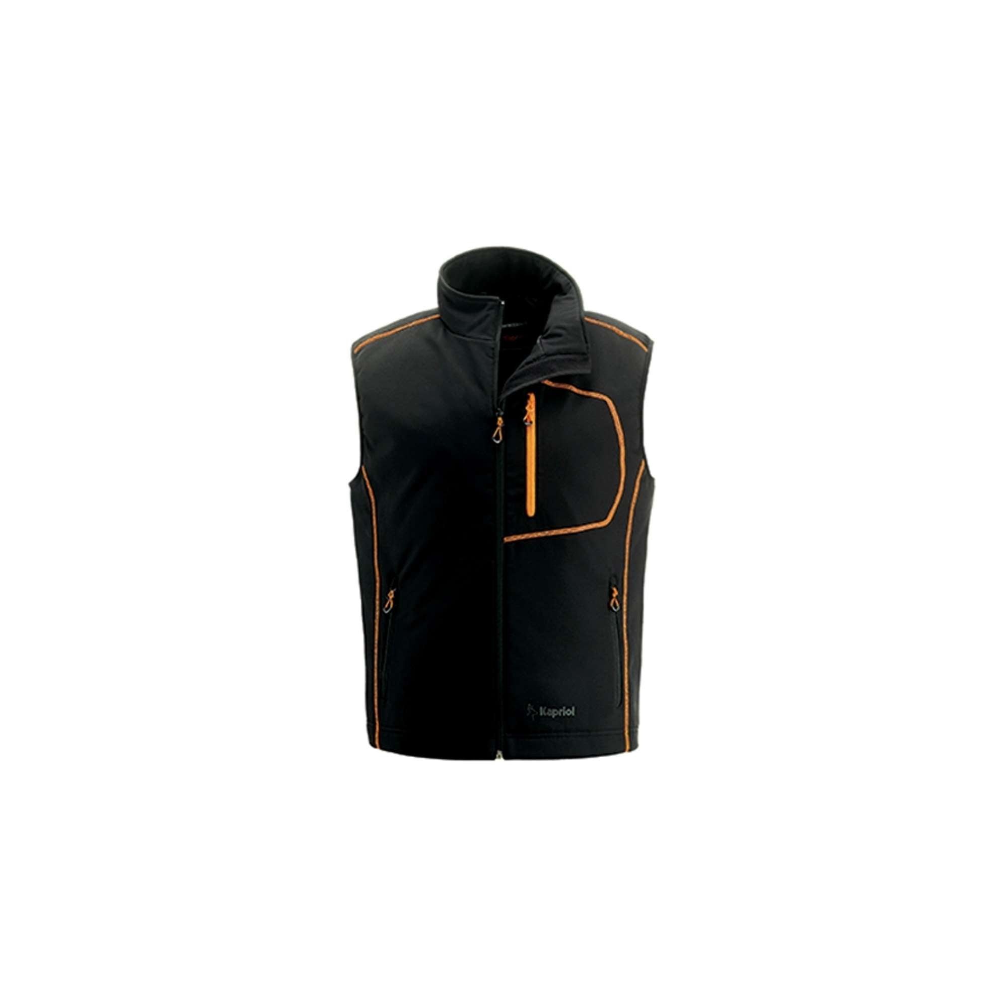 Gilet da lavoro nero/arancio imbottito in tessuto tecnico e softshell - Kapriol