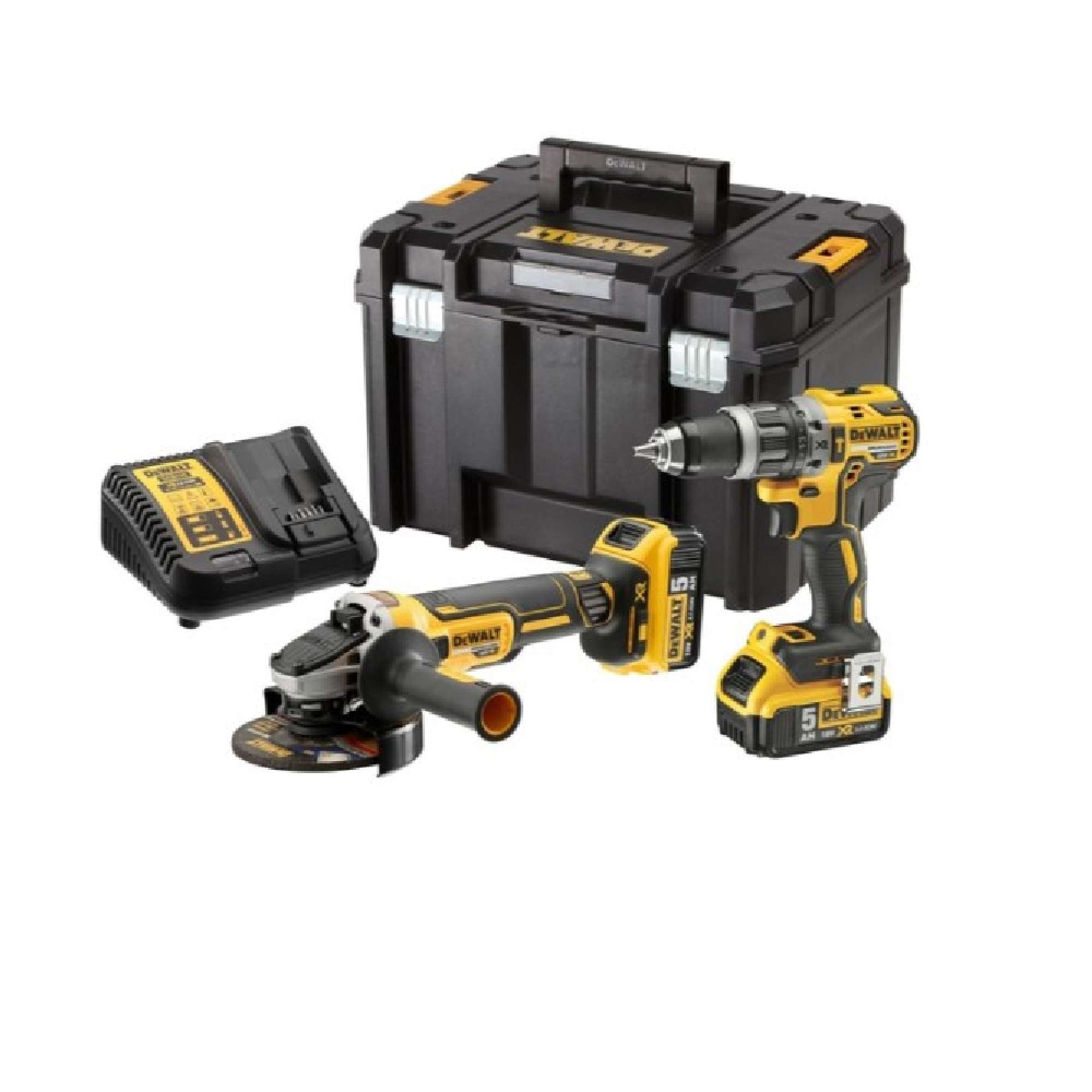 Kit trapano + smerigliatrice angolare 2 batterie 5.0Ah - Dewalt DCK2080P2T-QW