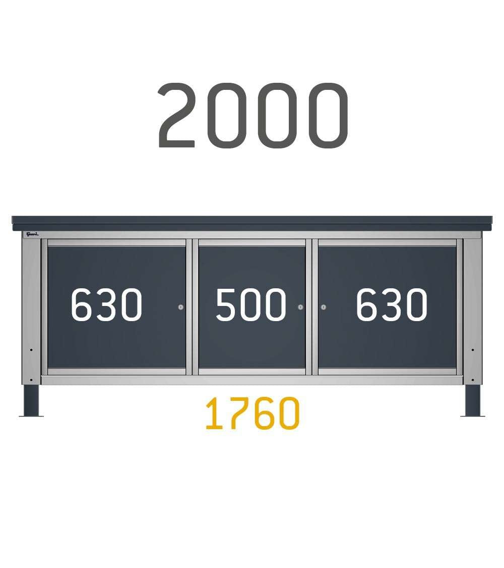 Cassettiera per banco da lavoro 500 X 607 X 570 H - con 4 cassetti PORTATA 25 KG - FAMI FBG03S63C000304 - Blu