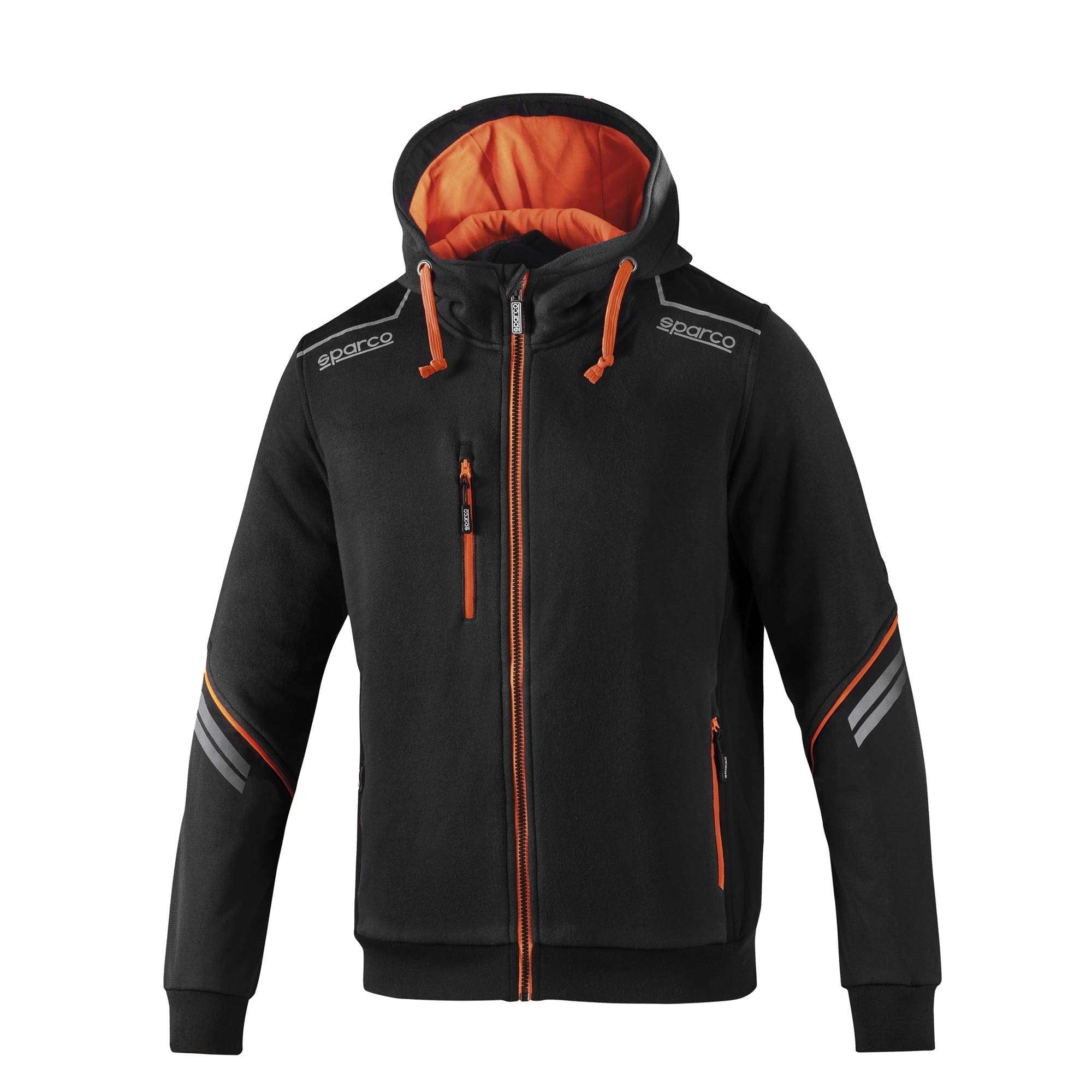 Sparco Hooded Full Zip Colorado nero/ arancio fluo