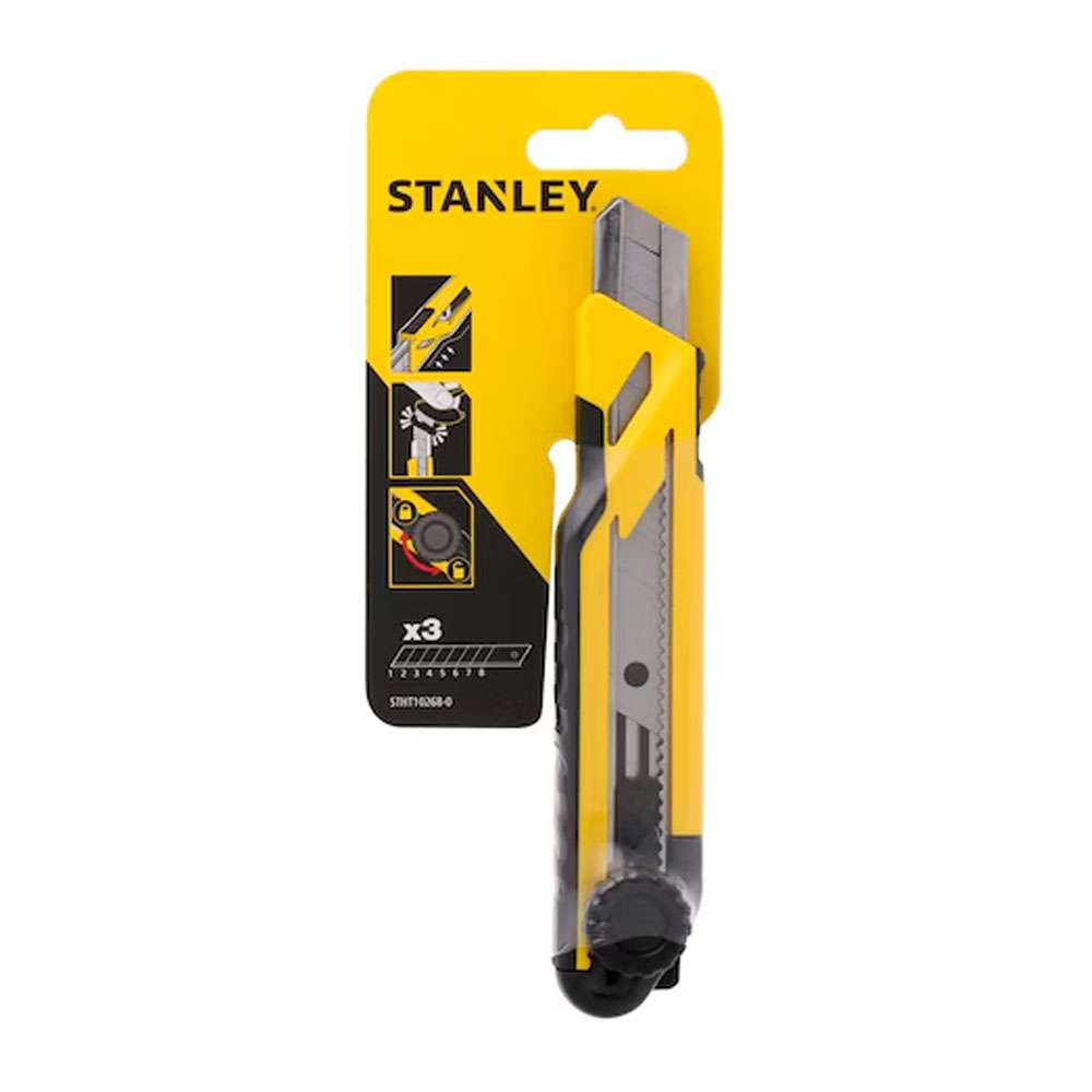 Cutter 18 mm con rotella di bloccaggio 3 blade Stanley STHT-10268-0