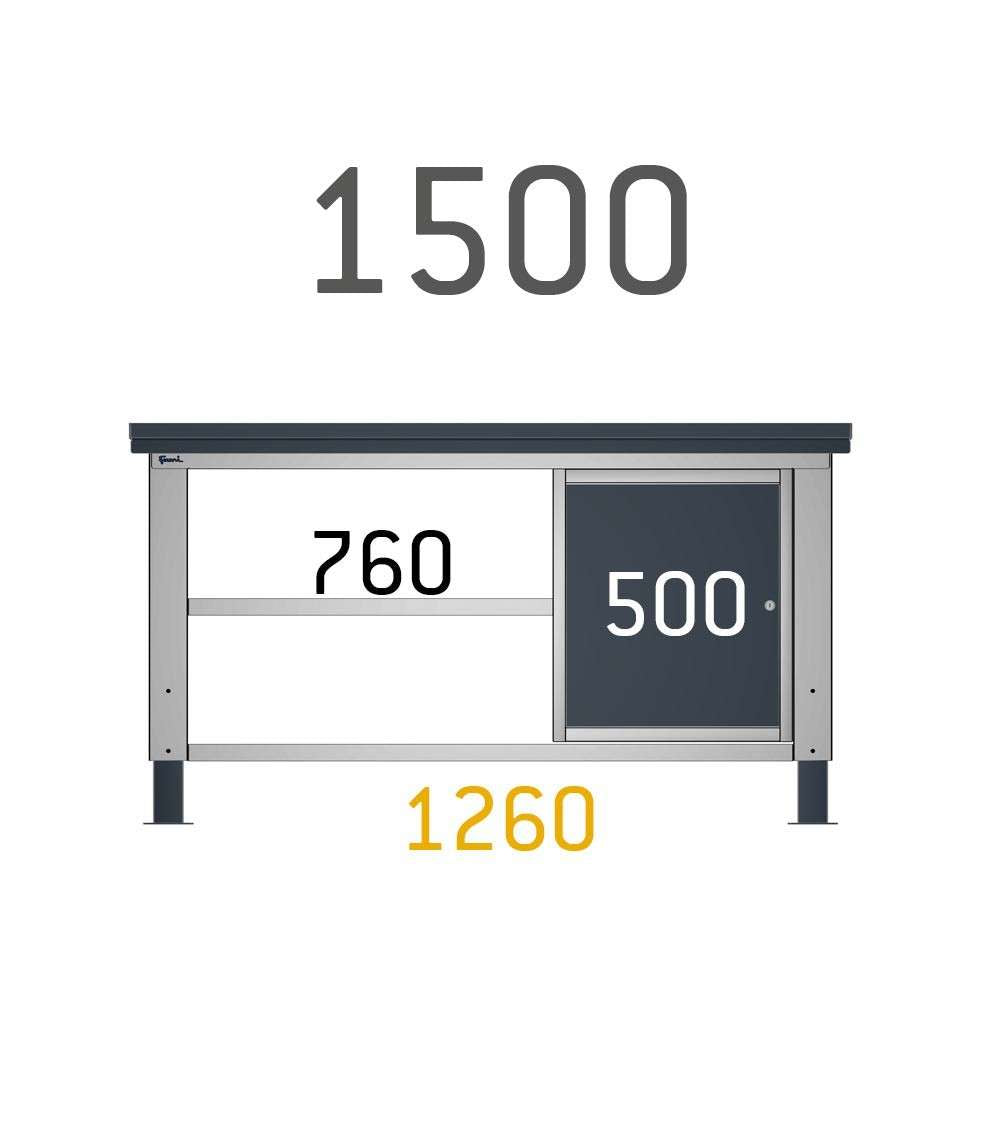 Cassettiera per banco da lavoro 500 X 607 X 210 H - con un cassetto portata 25 KG - MIAL IDEAONE 06 099 - Antracite/Grigio