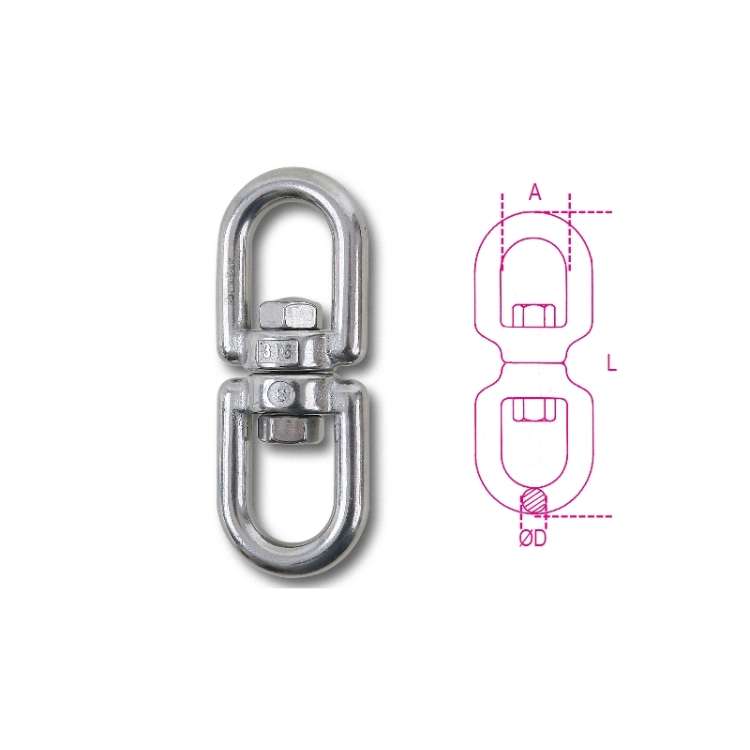 Girello a 2 occhi in acciaio inox AISI 316, D 8 mm - 8272 8 Beta