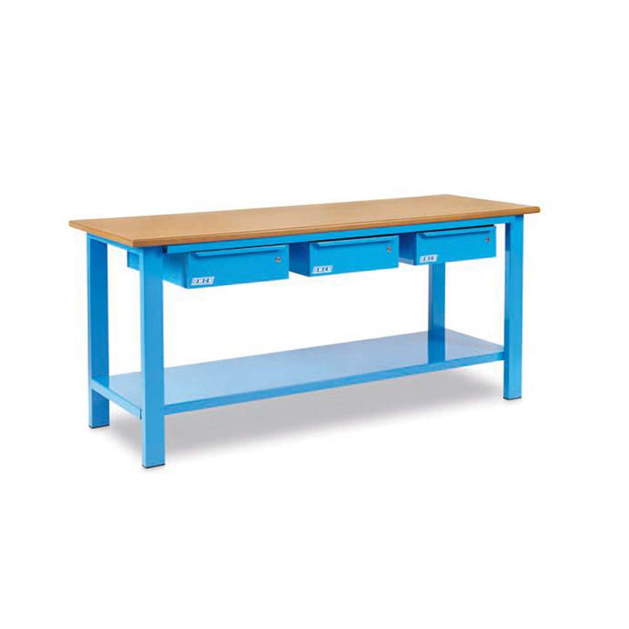 Banco da lavoro con 3 cassetti e piano in legno 2000X880X700mm - OMCN 1004/PL