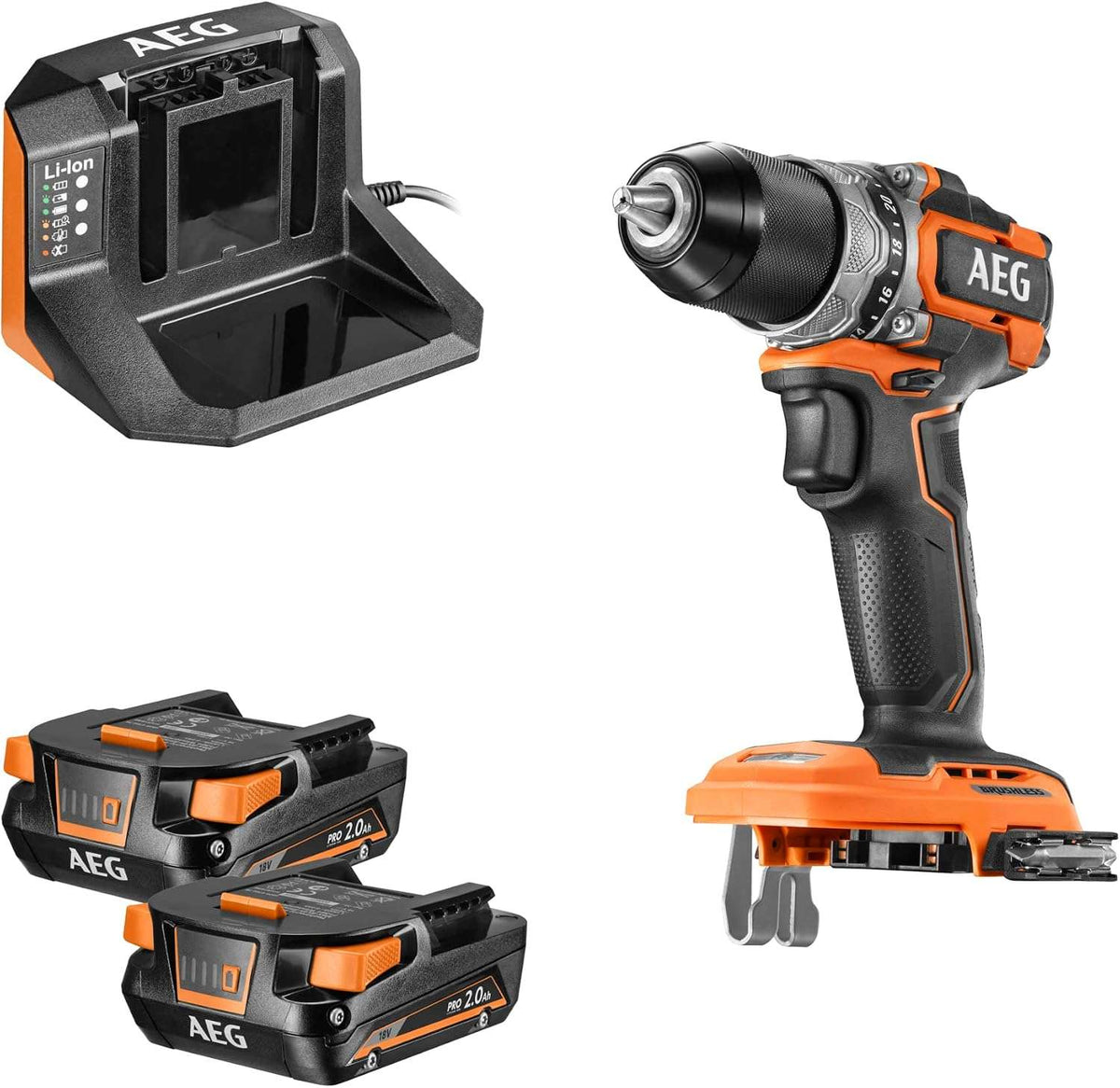 Trapano Avvitatore a Batteria AEG SubCompact Brushless 18V 65 Nm con 2 Batterie 2,0 Ah