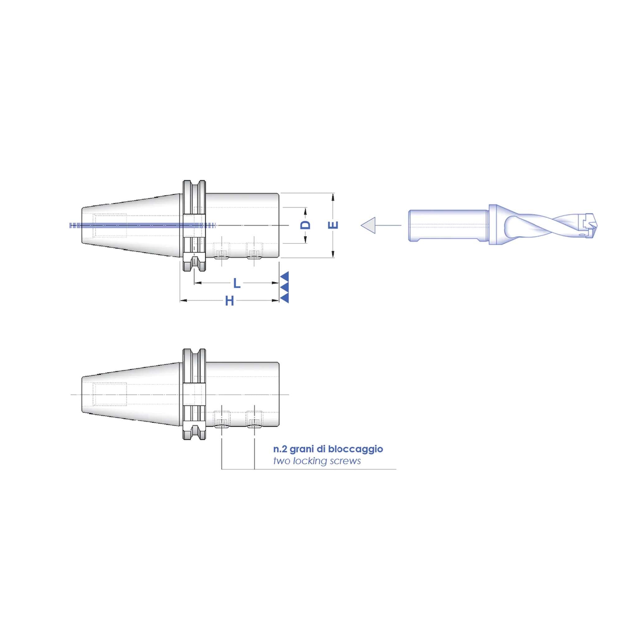 Mandrini per punte ad inserti TC 40 - D.20 P / H 65 - Gait 8678