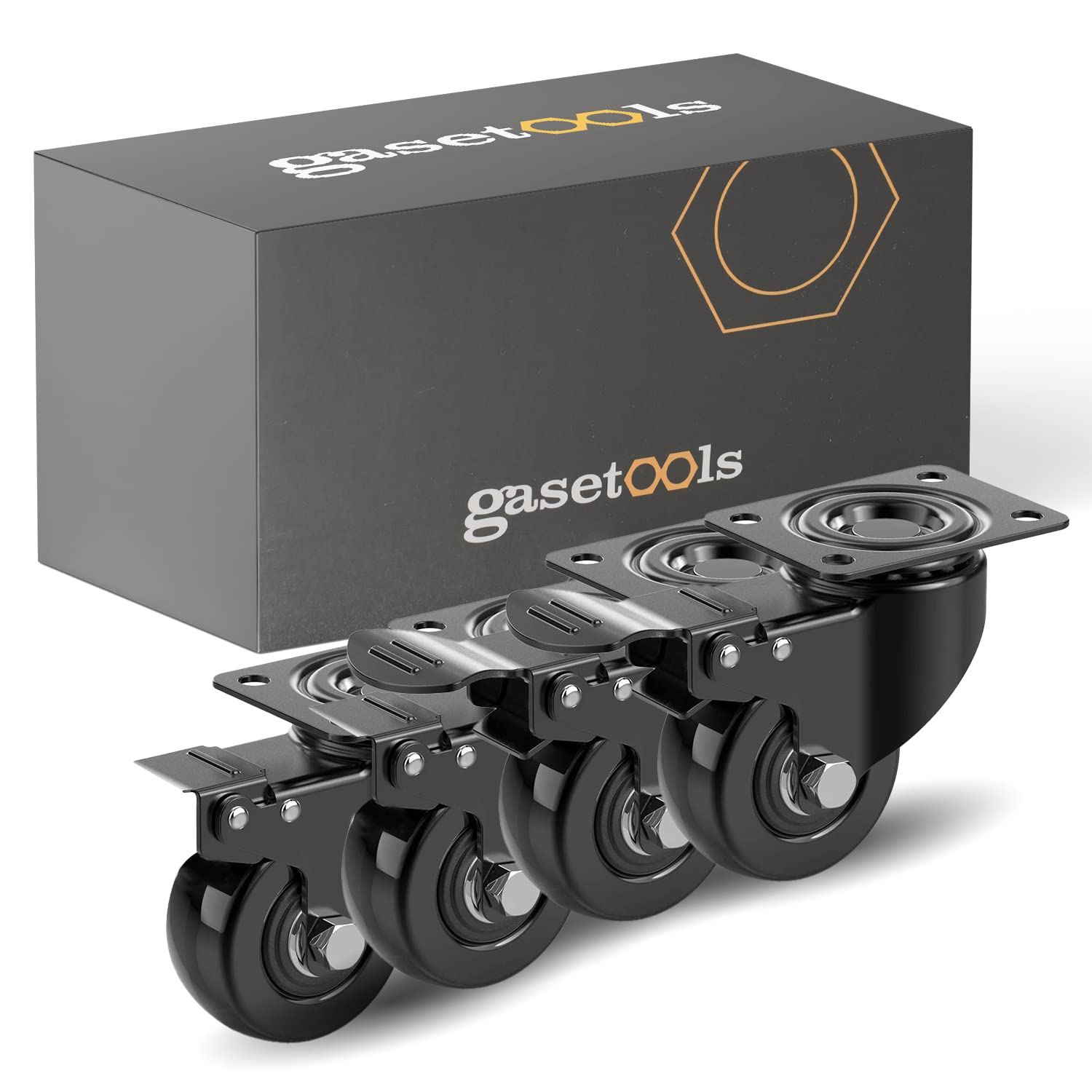 Kit 4 ruote antigraffio girevoli per mobili piccole con freno diametro 50mm