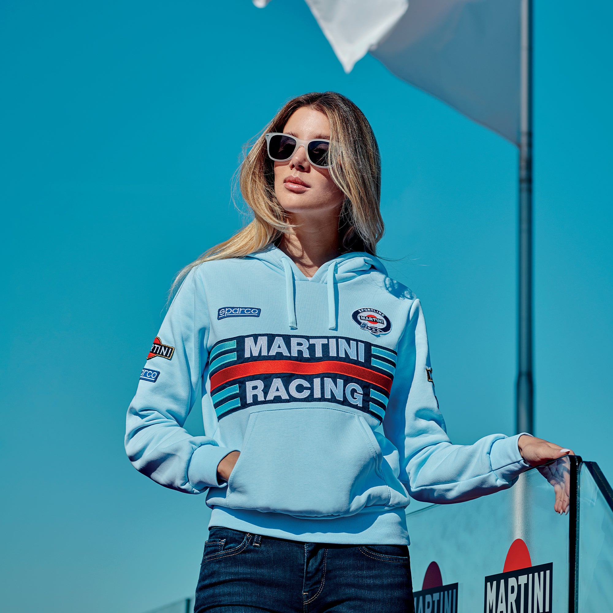 Sparco Hoodie Lady Martini-R celeste