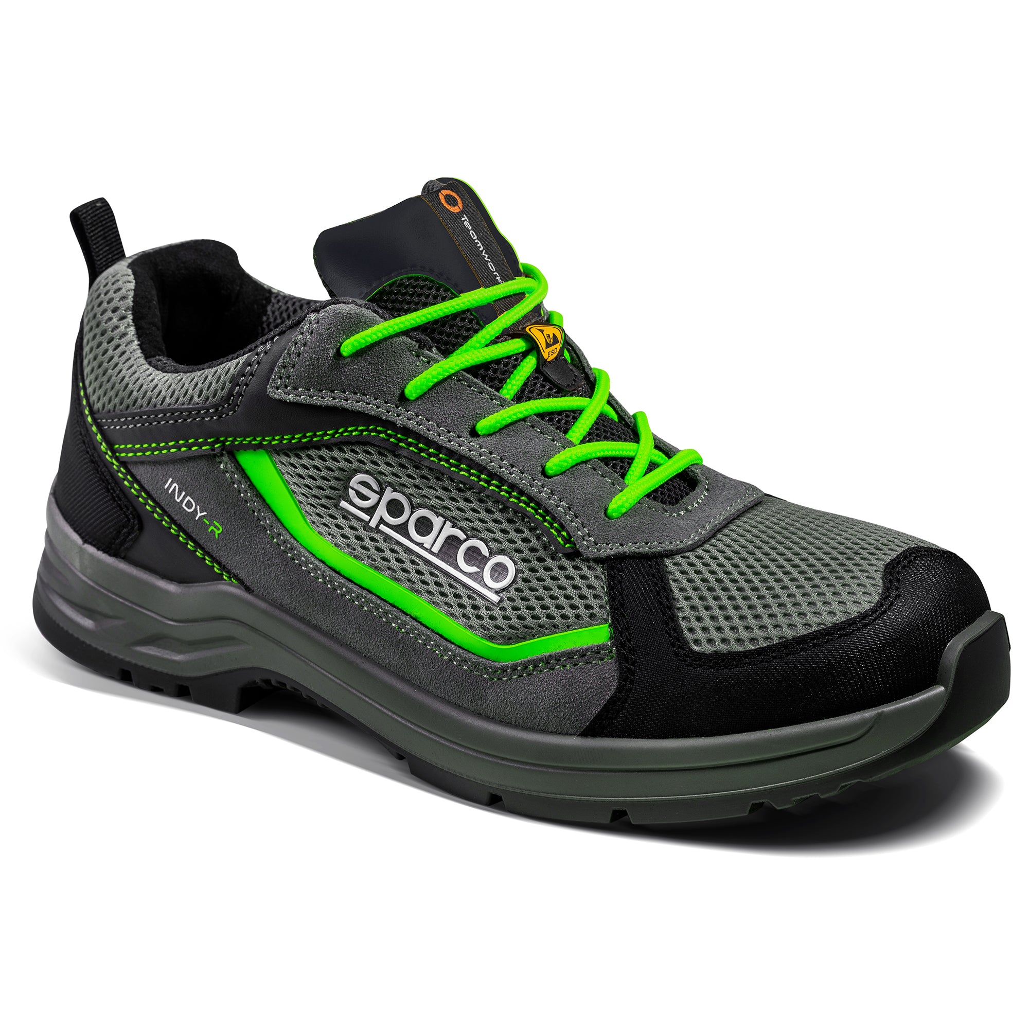 Sparco Scarpa Indy-R Sonoma S1P ESD arancio fluo grigios/Vdf S1P ESD FO grigio scuro/verde fluo-scarpe antinfortunistiche da lavoro
