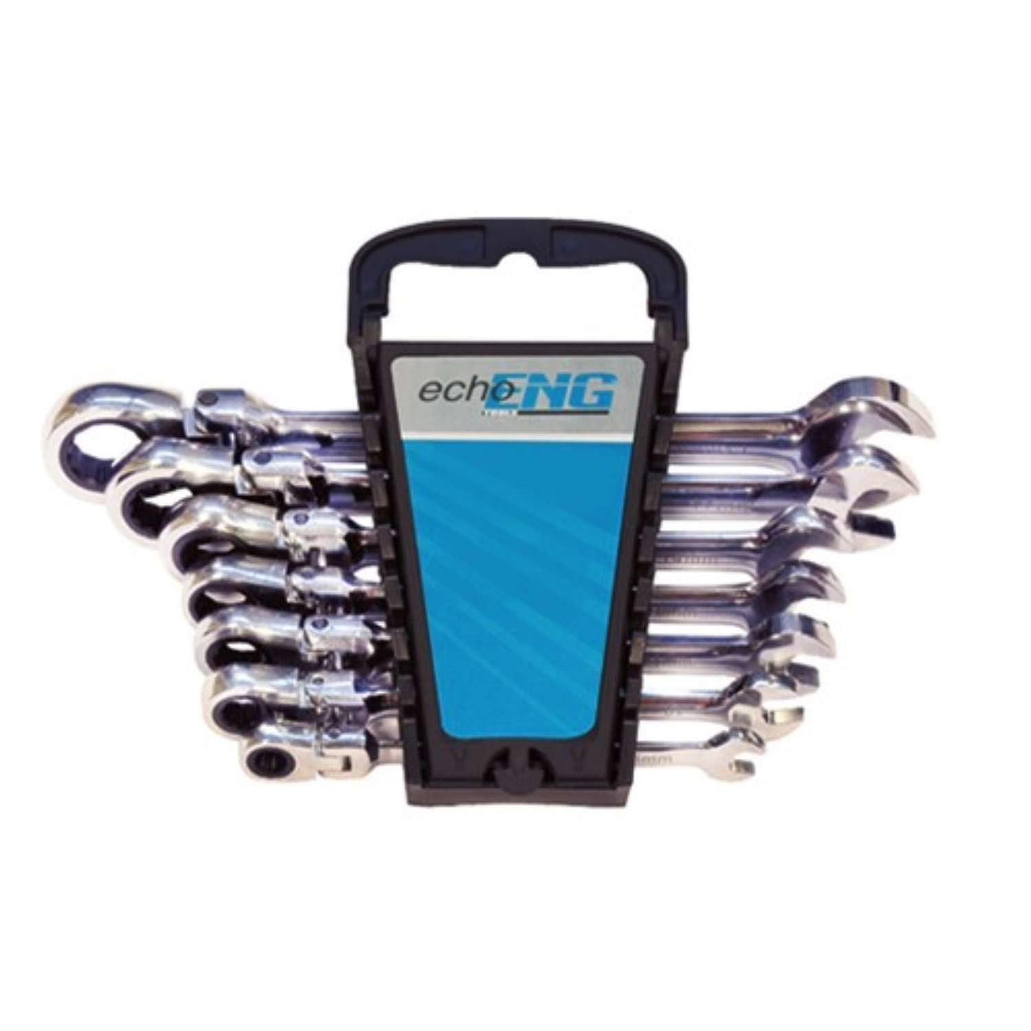 Serie set chiavi combinate specchio cricchetto snodabile 7 - 10 pz 8 - 22 mm