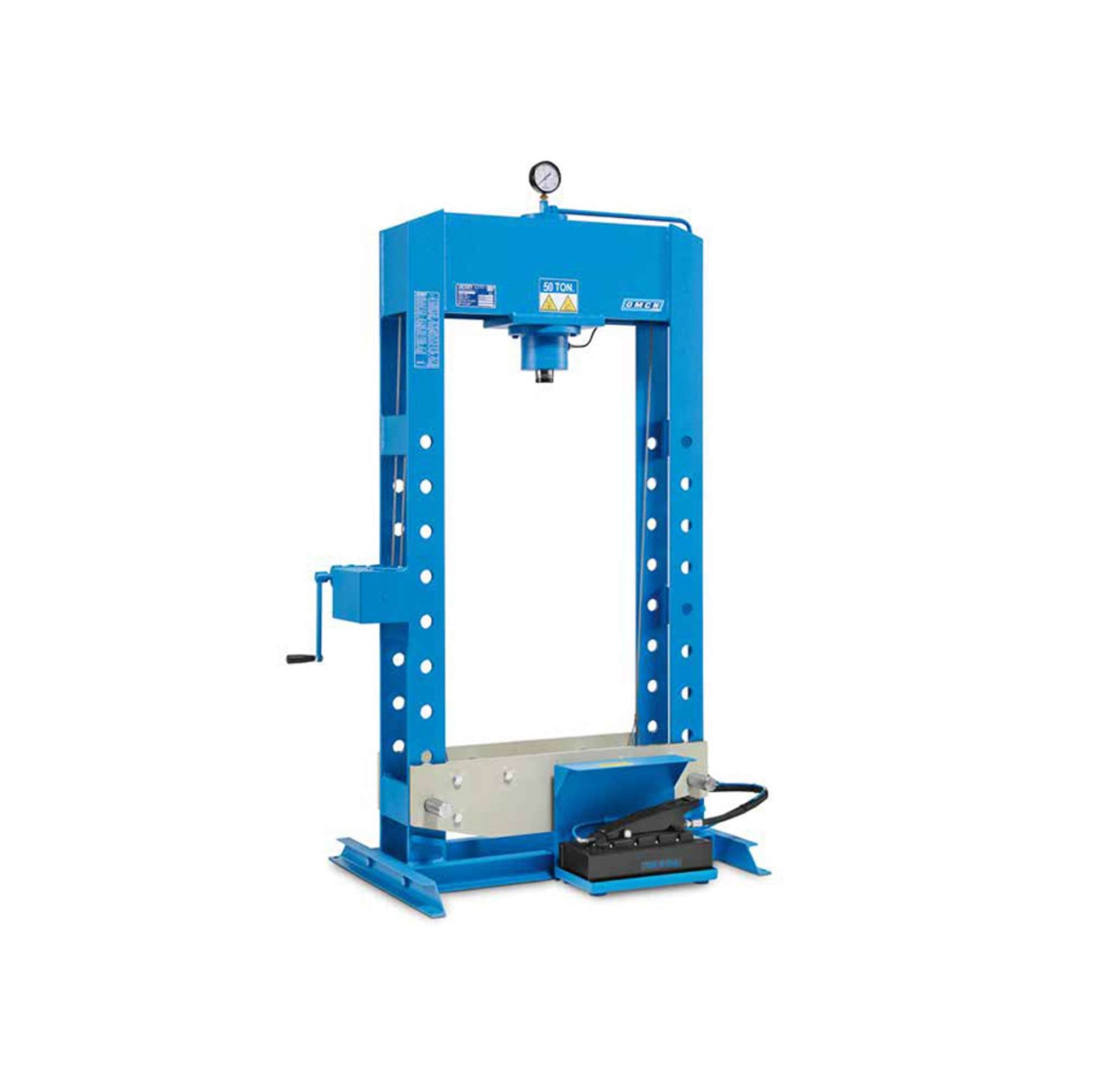 Pressa idraulica con pompa idropneumatica a pedale capacità 50 ton - OMCN 158/IP