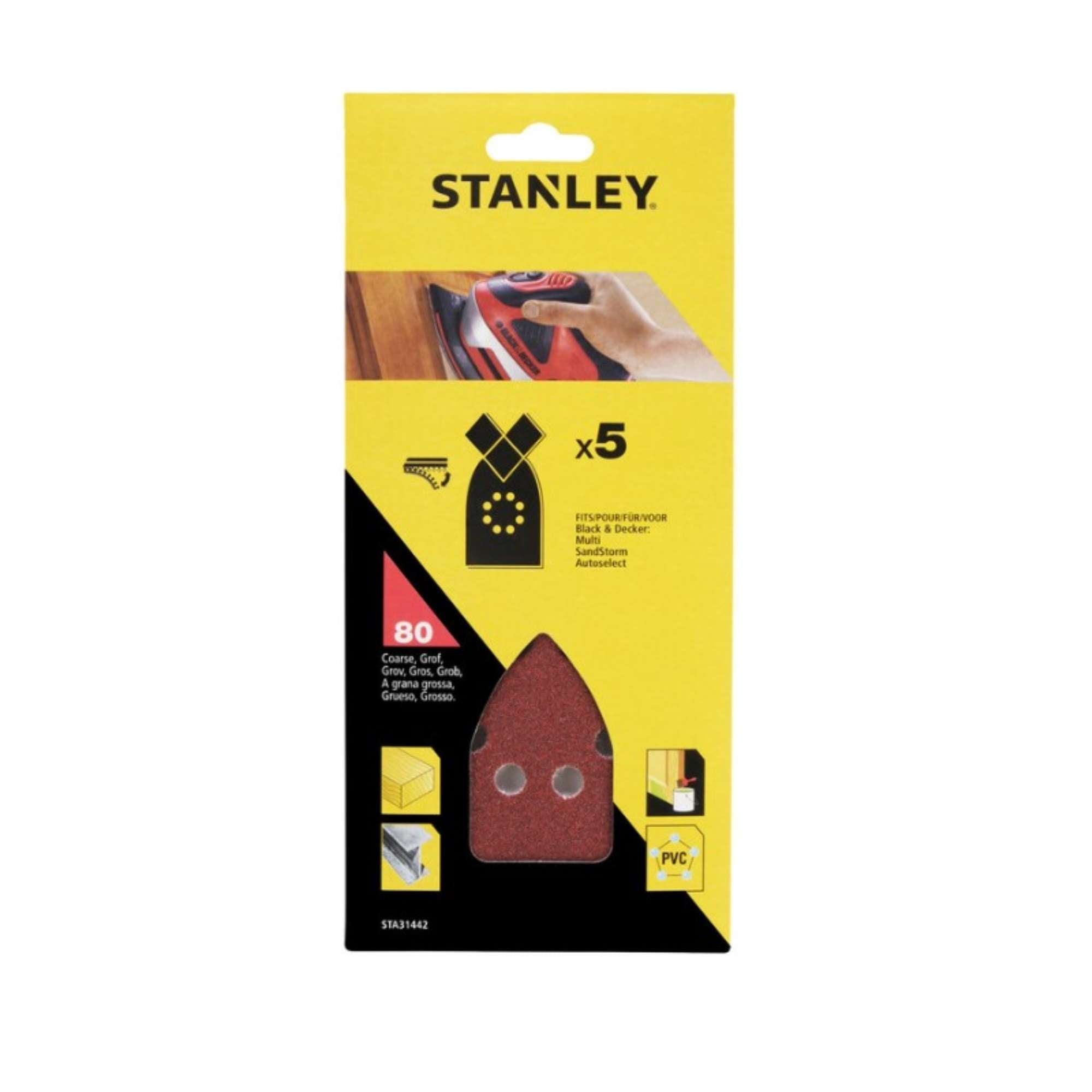 Set 5 Fogli in velcro per multilevigatrice Grana 80 - Stanley