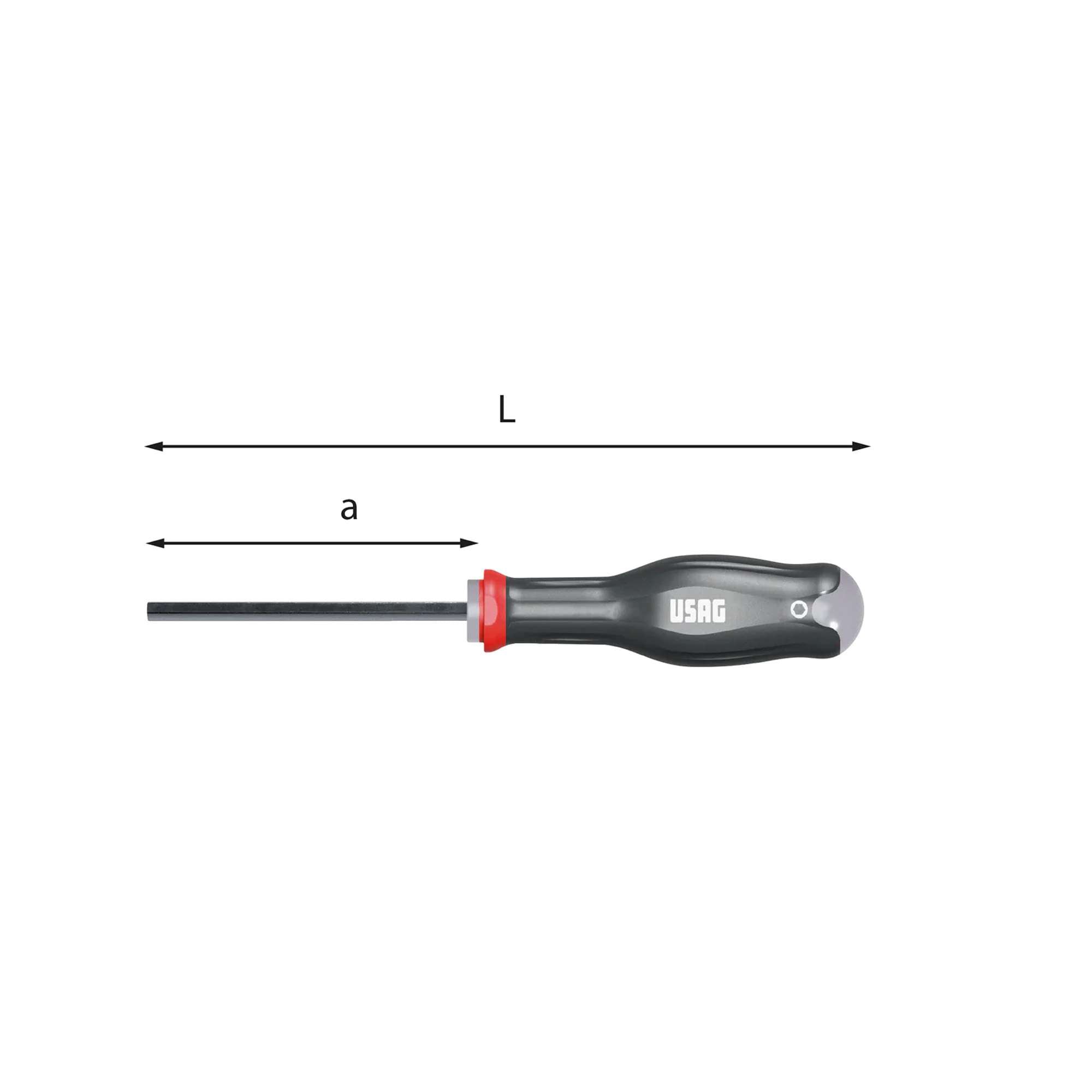 Chiavi maschio L. 178mm esagonale con esagono di manovra 4mm - Usag 280 D