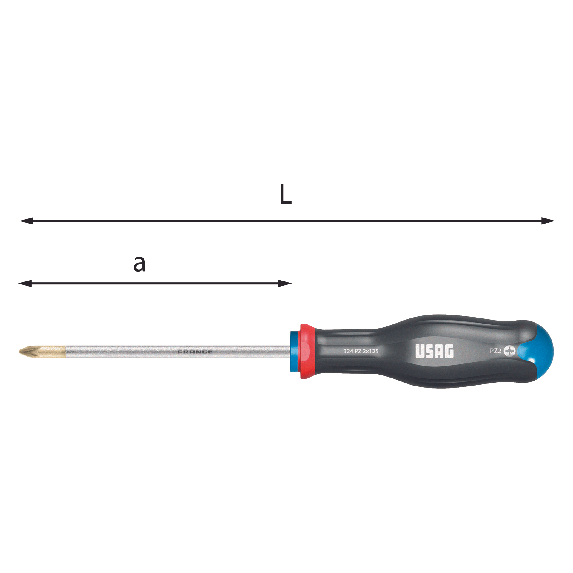 Giravite per viti L. 220mm Pozidriv 2x100 M3 - Usag 324 PZ