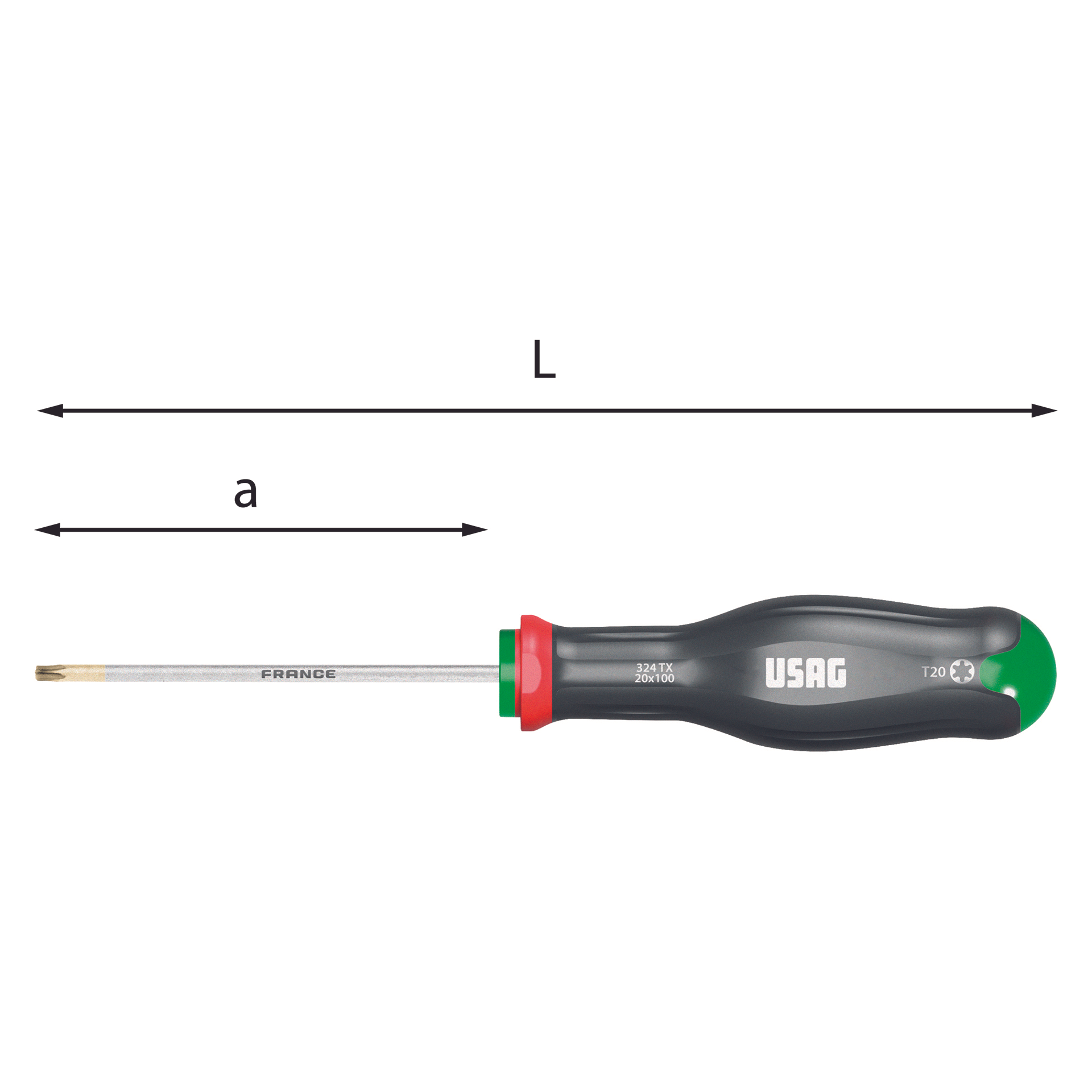 Giravite per viti L. 184mm con impronta Torx T15x50 M2 - Usag 324 TX