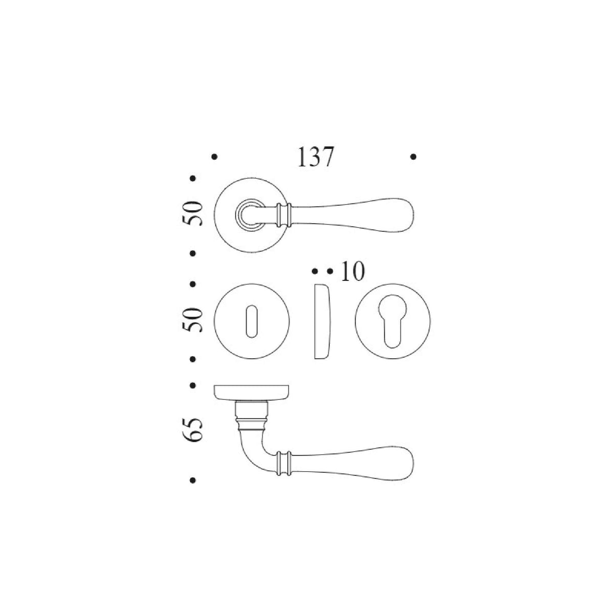 Maniglia Ida doppia in ottone - Colombo Design ID31R