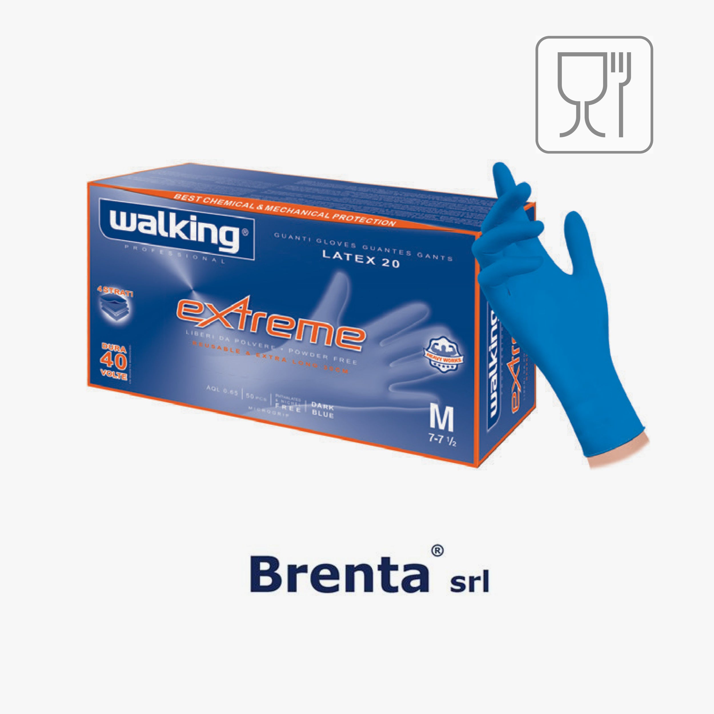 C.50 pz guanti extreme lattice blu taglia