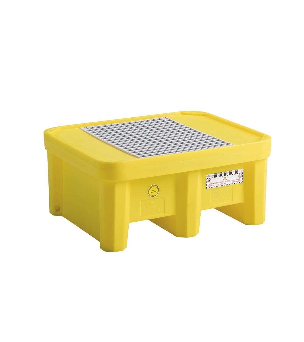 Vasca di contenimento con griglia 925 X 800 X 420 H - in polietilene DA 225 L - FAMI FAX002064000005 - Giallo