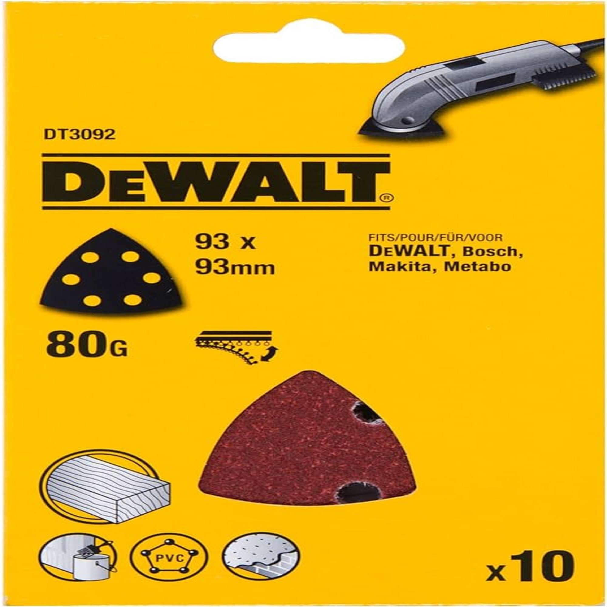 Carta abrasiva triangolare DEWALT GRANA 80 DT3092-QZ