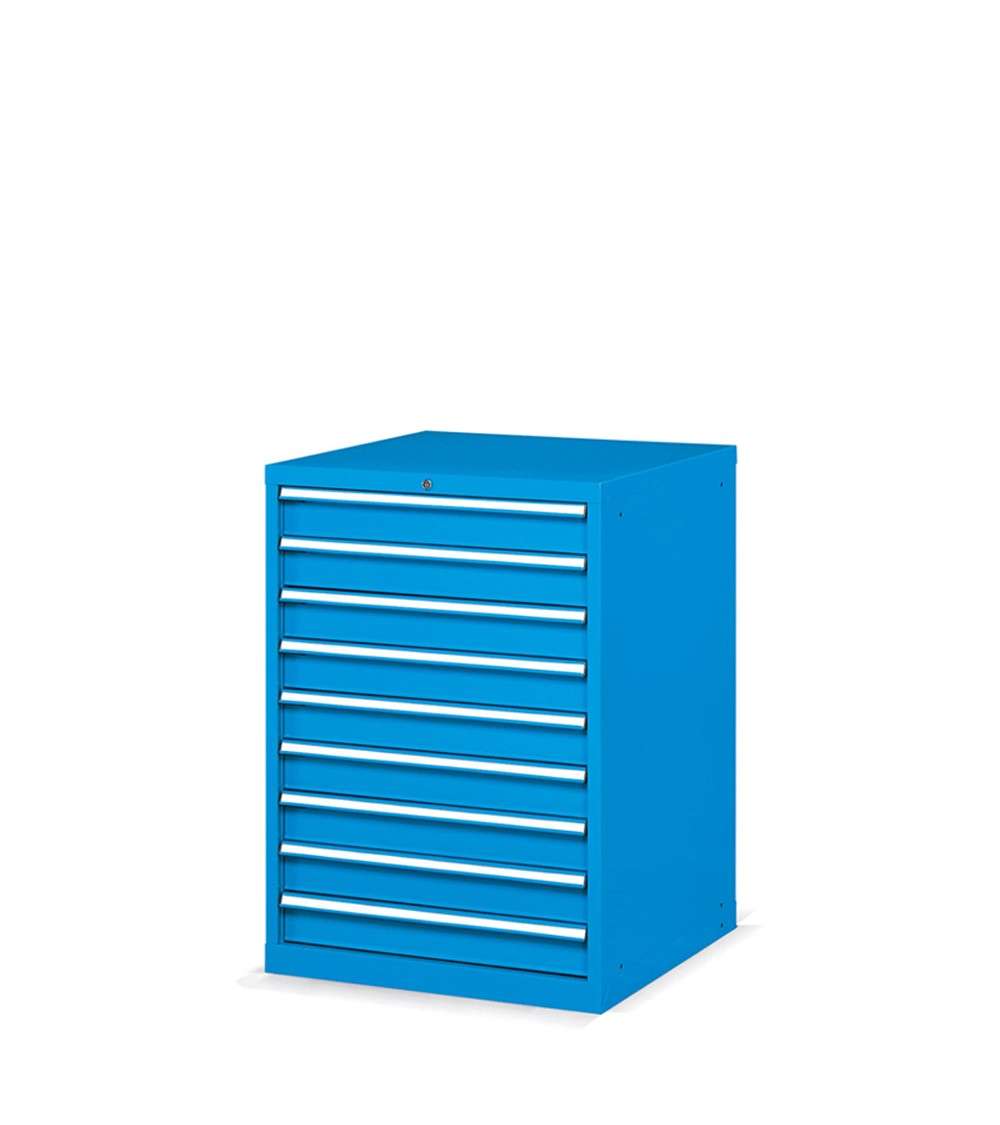 Armadio con 9 cassetti per officina industriale 717 X 726 X 1000 H - ESTRAZIONE SEMPLICE PARZIALE - FAMI FAG20401004 - Blu