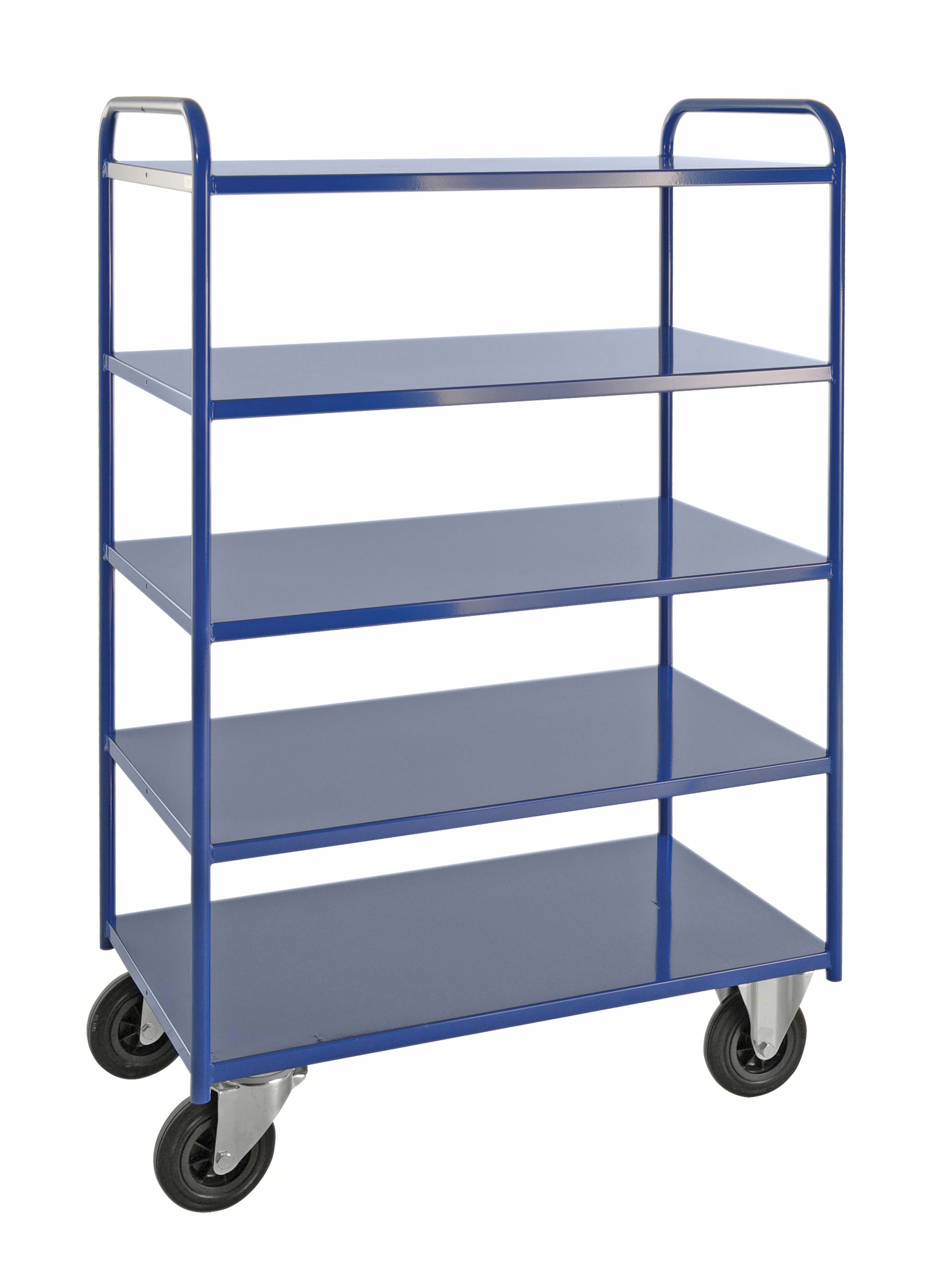 Carrello robusto in lamiera 5 ripiani Blu con freno - KM4145-BB Kongamek