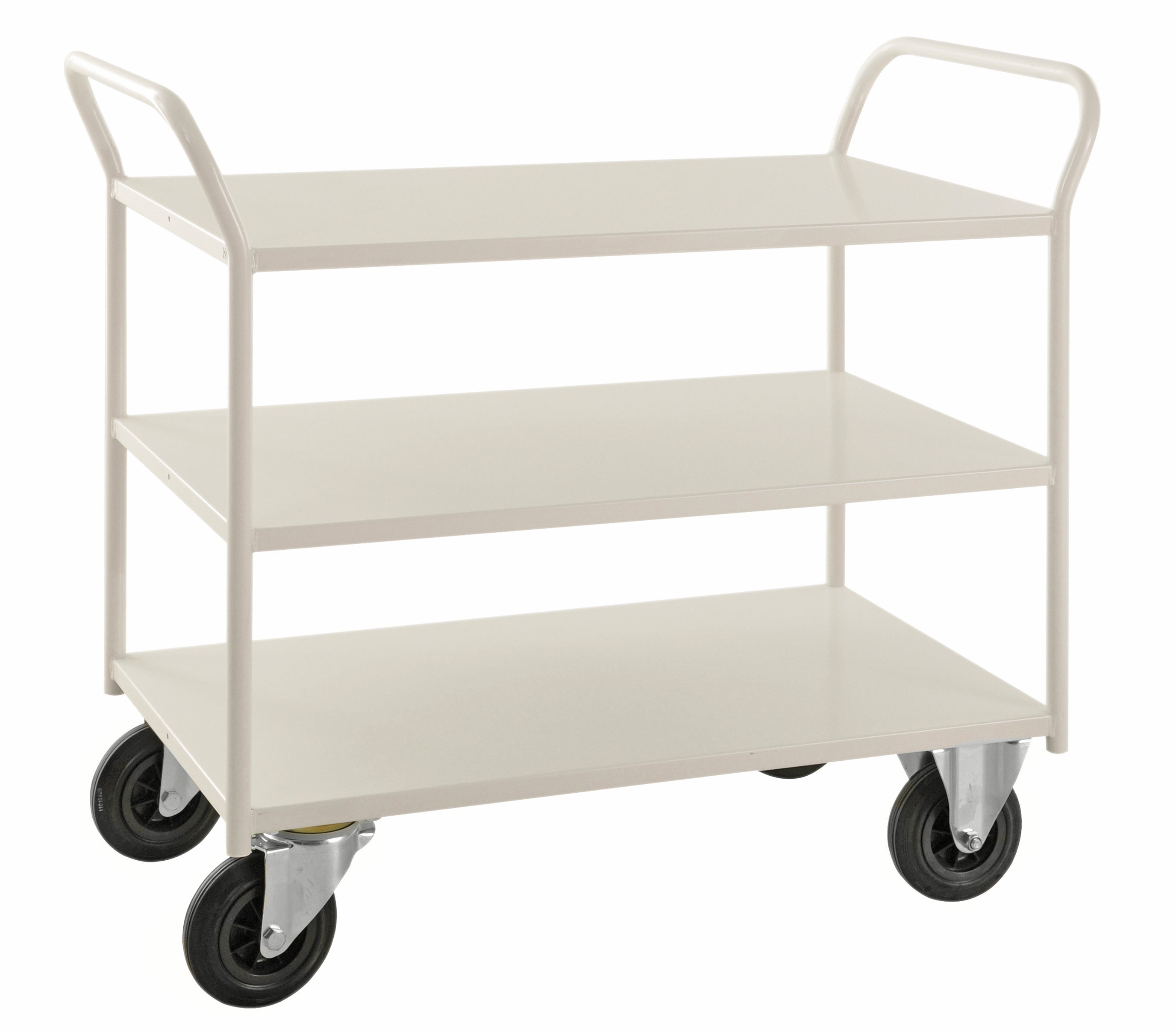 Carrello robusto in lamiera 3 ripiani Bianco con freno - KM4126B Kongamek