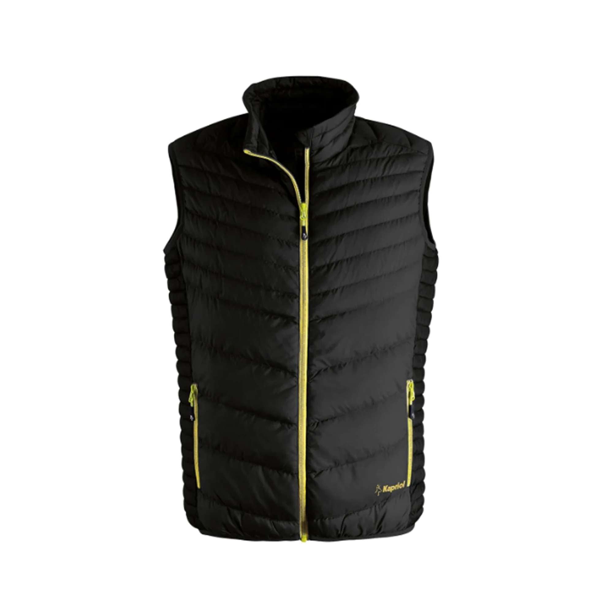 Gilet Nero,100% Nylon + PU coating, imbottitura 100% Poliestere reciclato Kapriol