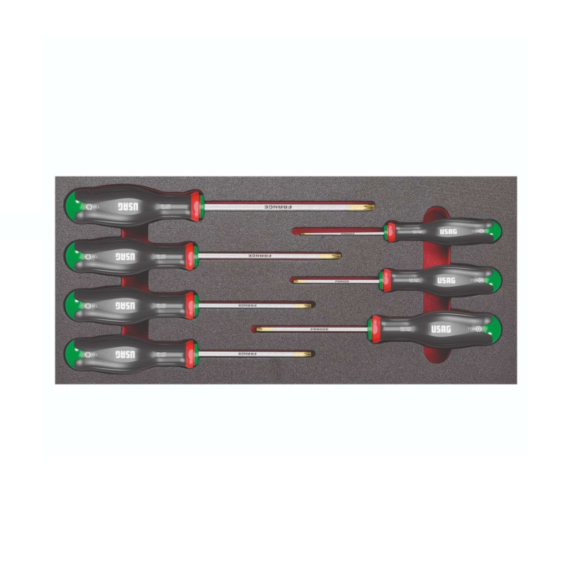 Modulo in spugna bicolore assortito di 7 giraviti Torx - Usag U05190911
