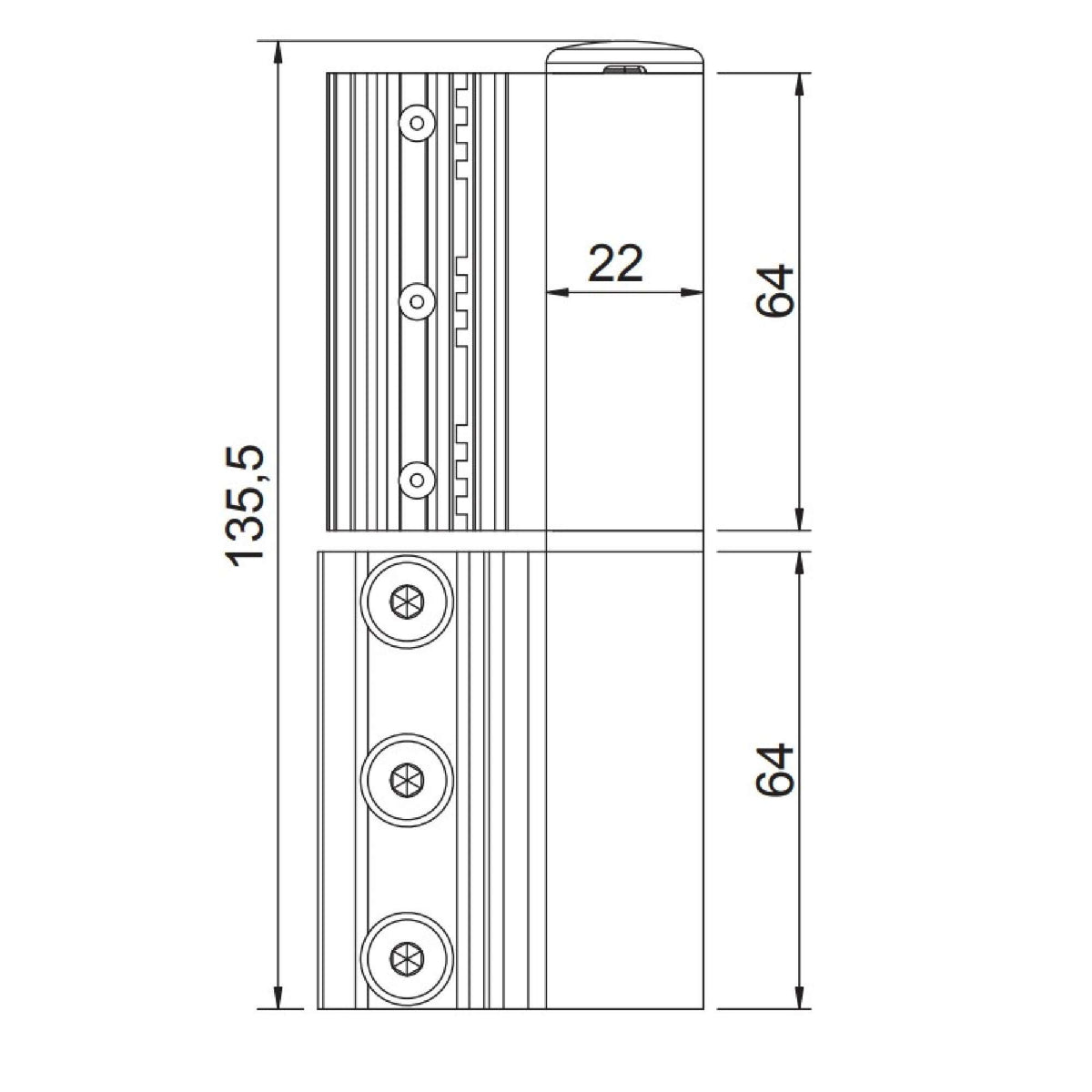 Cerniera a contrasto Celera per porte nodo C001 - C002 - C005 - GIESSE 00681