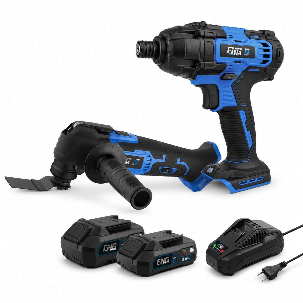 Avvitatore a impulsi 1/4", Utensile multifunzione e 2 Batterie 2/4.0Ah ENG PRO