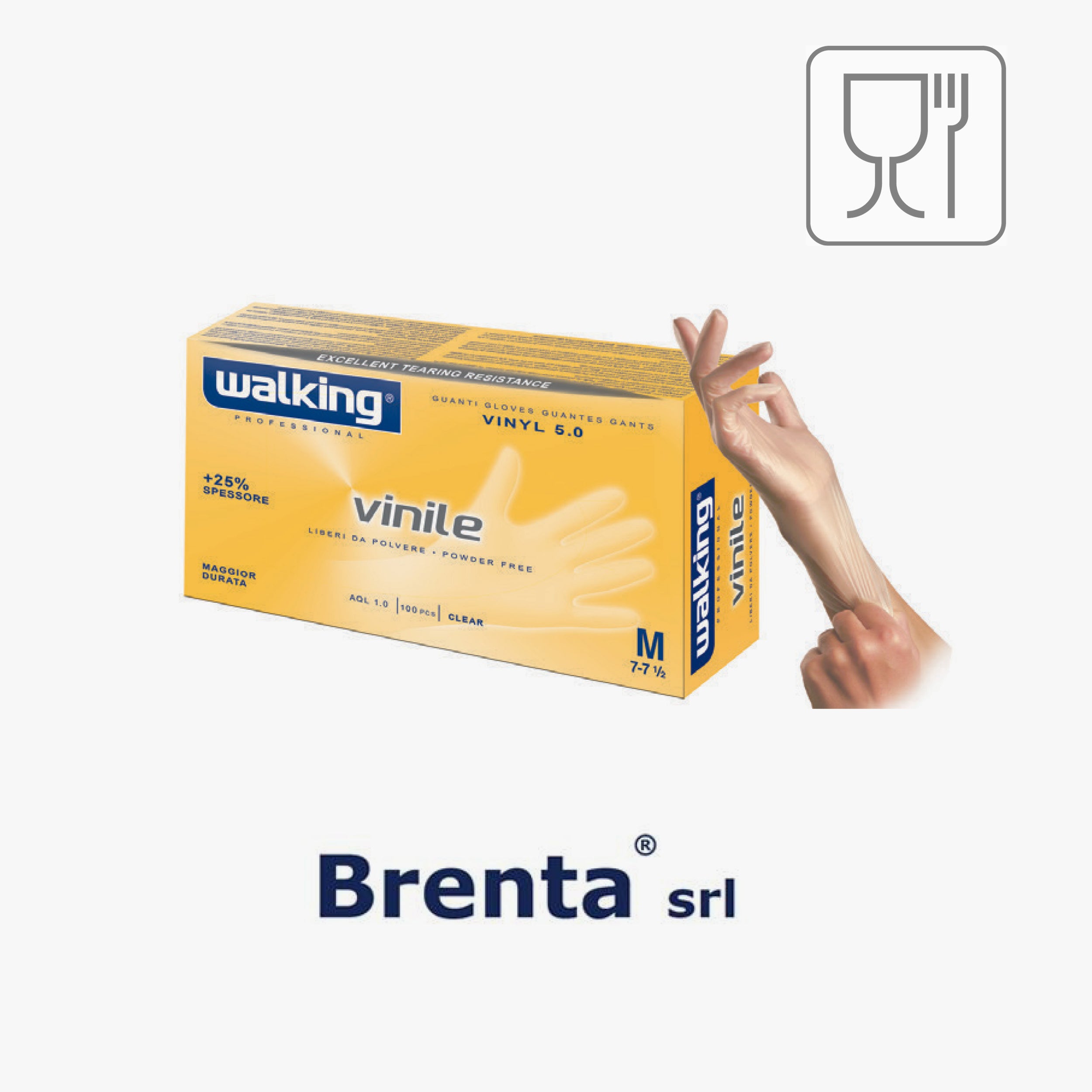 C.100 pz guanti walking vinile no polvere