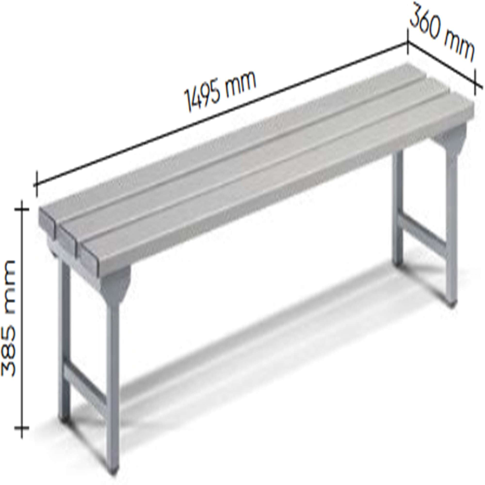 Panchina per spogliatoio in metallo 1495 X 360 X 385 H - singola - FAMI FAN95500001 - Grigio