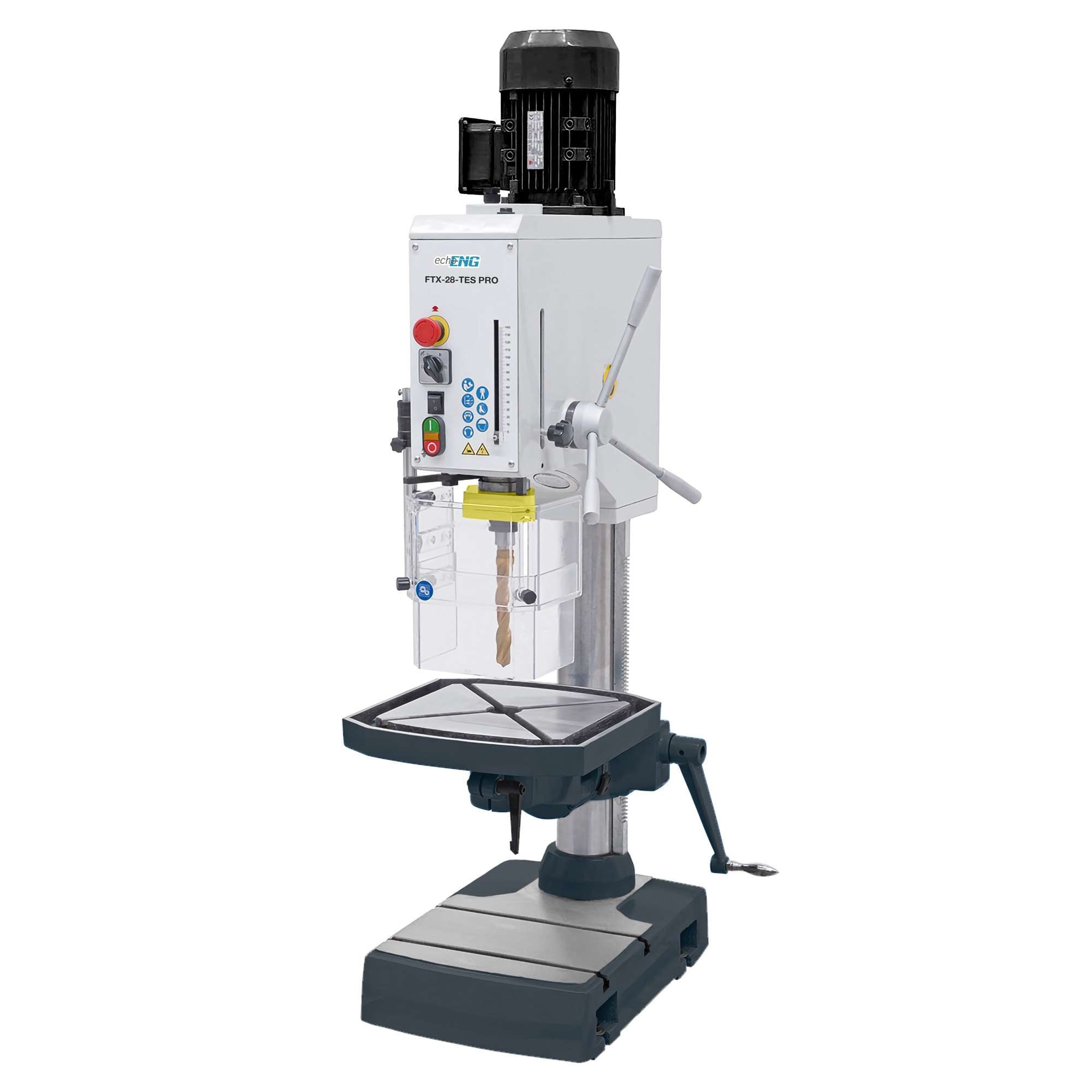Trapano a colonna FTX-28-TES PRO con ingranaggi e piano inclinabile 400V