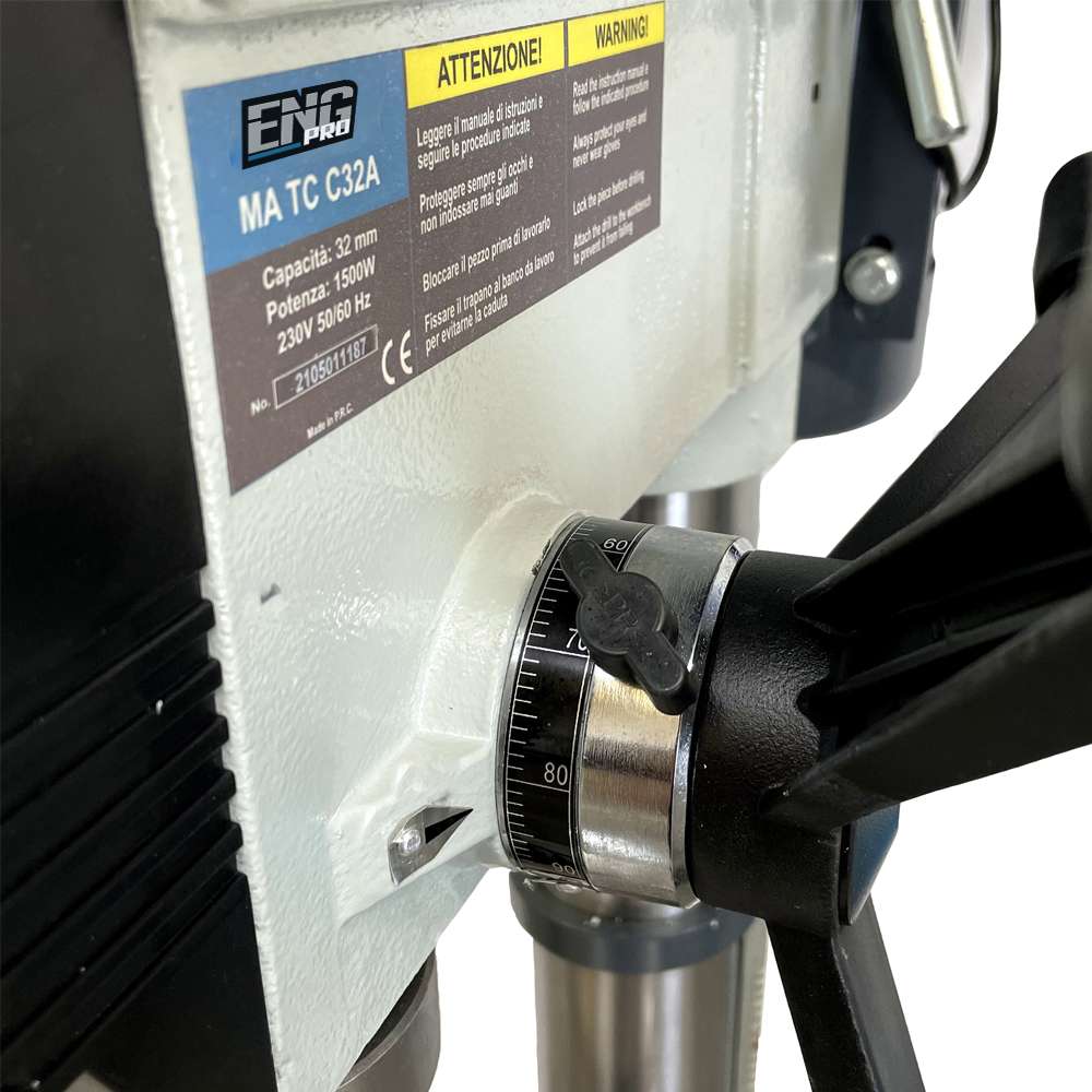 Trapano a colonna con trasmissione a cinghia 32mm 220V/1Ph -ENG PRO MA TC C32A