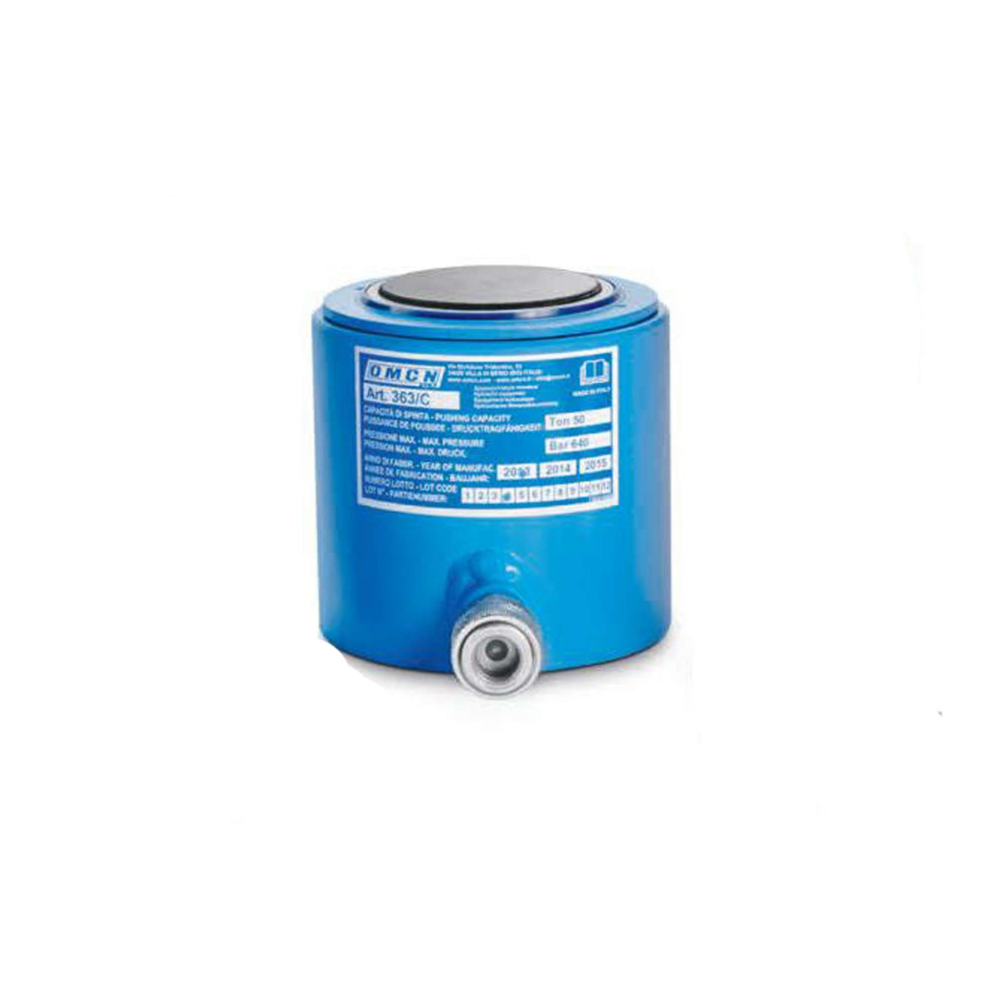 Cilindro idraulico capacità 50 ton con ritorno a molla H.180mm - OMCN 363/CM