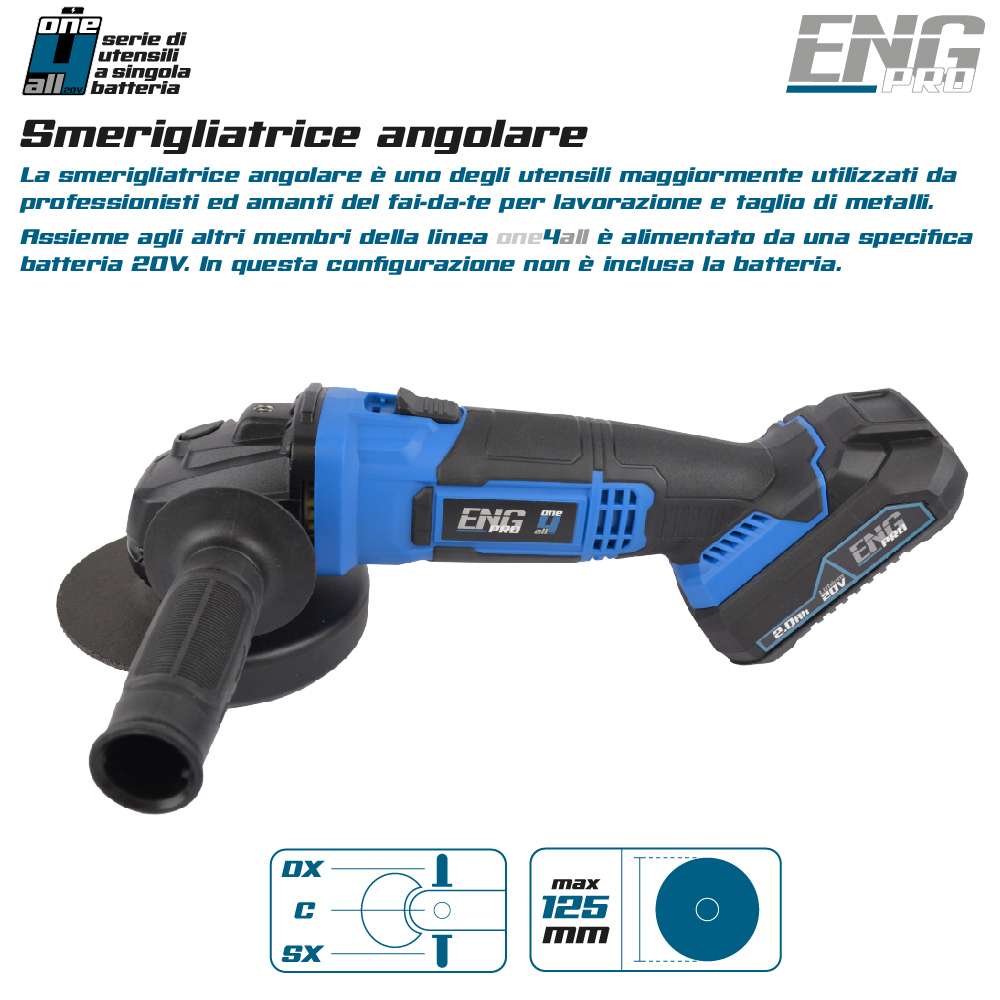 Smerigliatrice Angolare ENG PRO 800W - Disco 125mm | Professionale | 11000 Giri/min - Foto 12