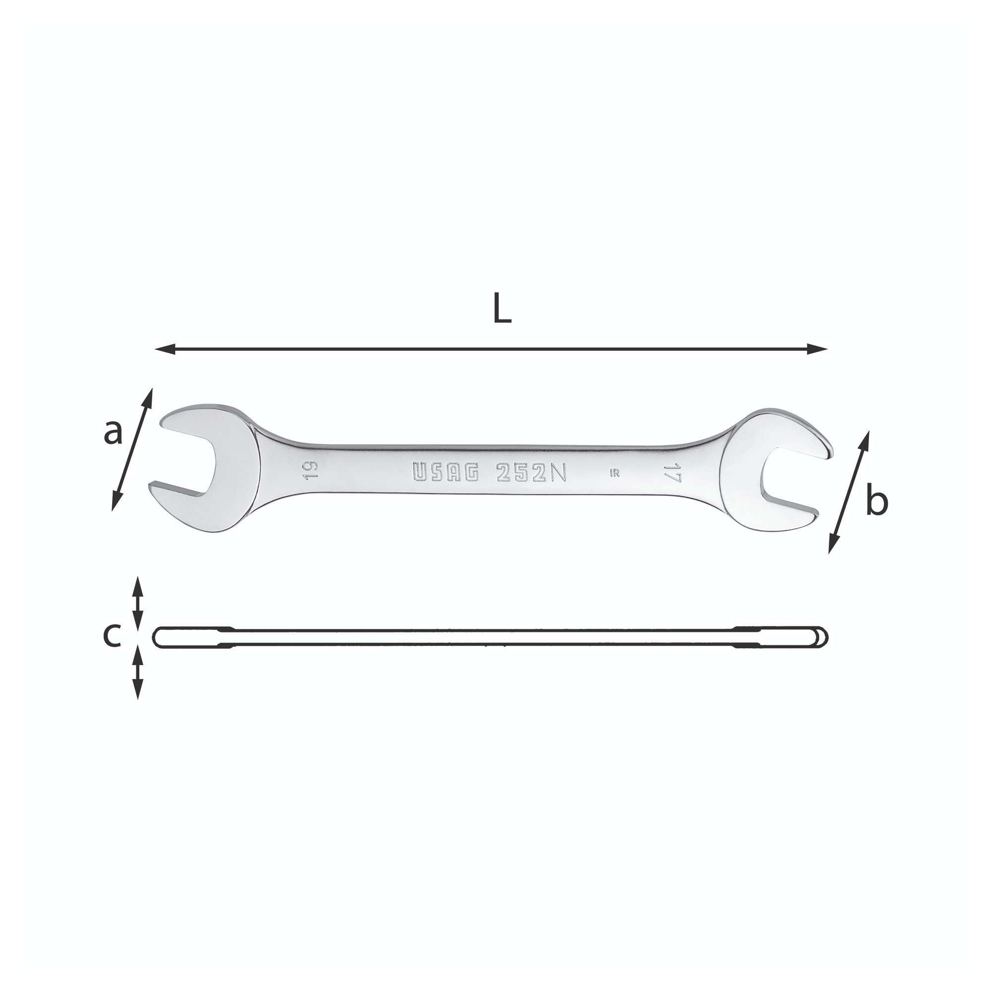 Chiavi a forchetta L. 301mm 27x30mm - Usag 252 N