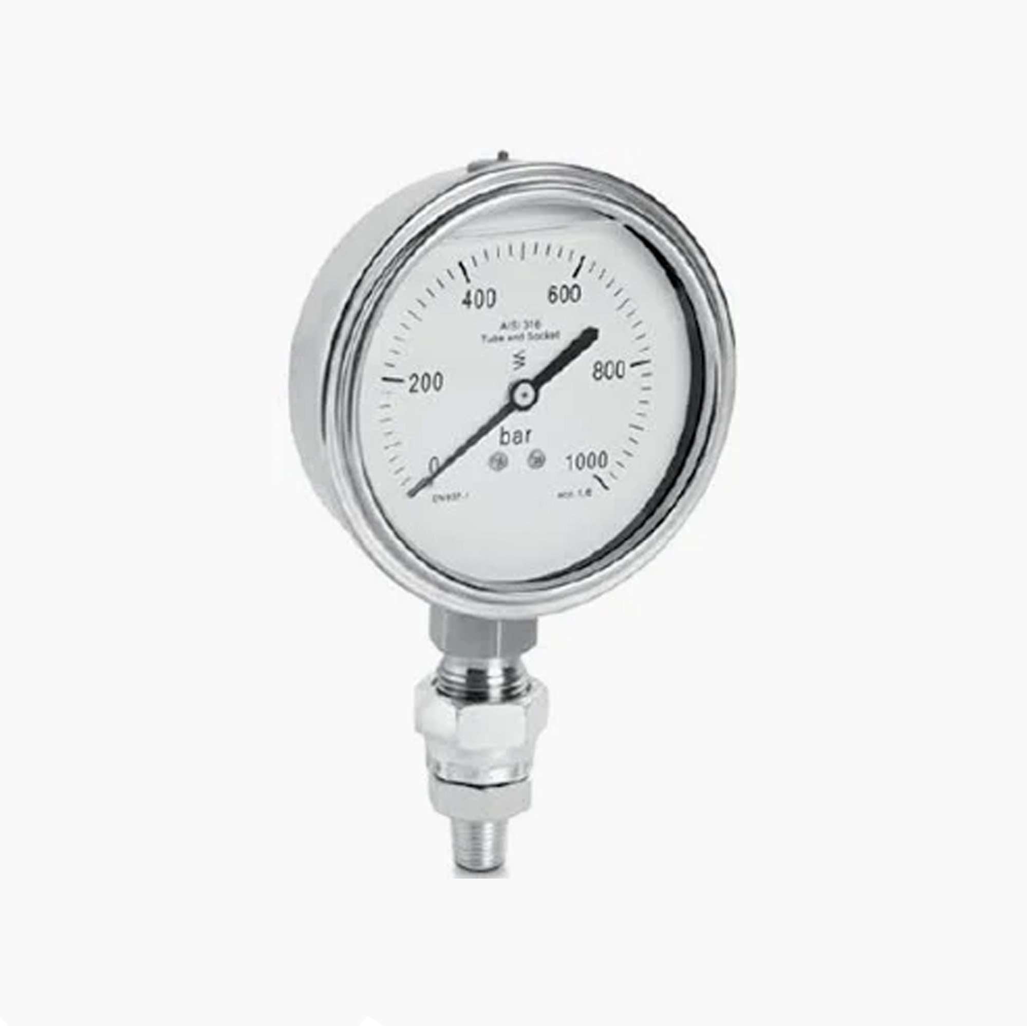 Manometro in glicerina diametro 100 mm per pressa idraulica con pompa idropneumatica a pedale - OMCN 002/A